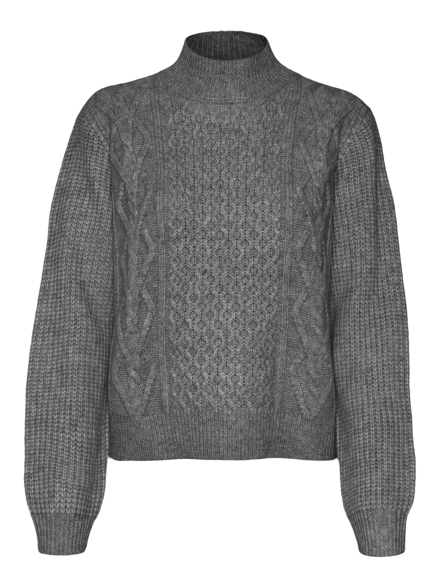 VERO MODA VMUNIVERSE LS Highneck Pullover GA BF, Medium Grey Melange, S