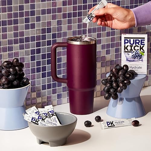 Miniatura 5 de PURE KICK Hydration Singles to Go Drink Mix, Concord Grape, incluye 12 cajas con 6 paquetes en cada caja, 72 paquetes en total