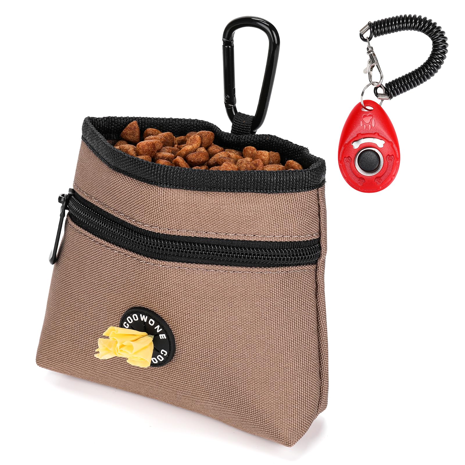 COOWONE Dog Treat Pouch with Pet Training Clicker, Detachable Dog Puppy Training Treat Bag, 900D Oxford Cloth Magnetic Closure Small Dog Walking Bag for Travel or Outdoor Use (coffee) — image 1