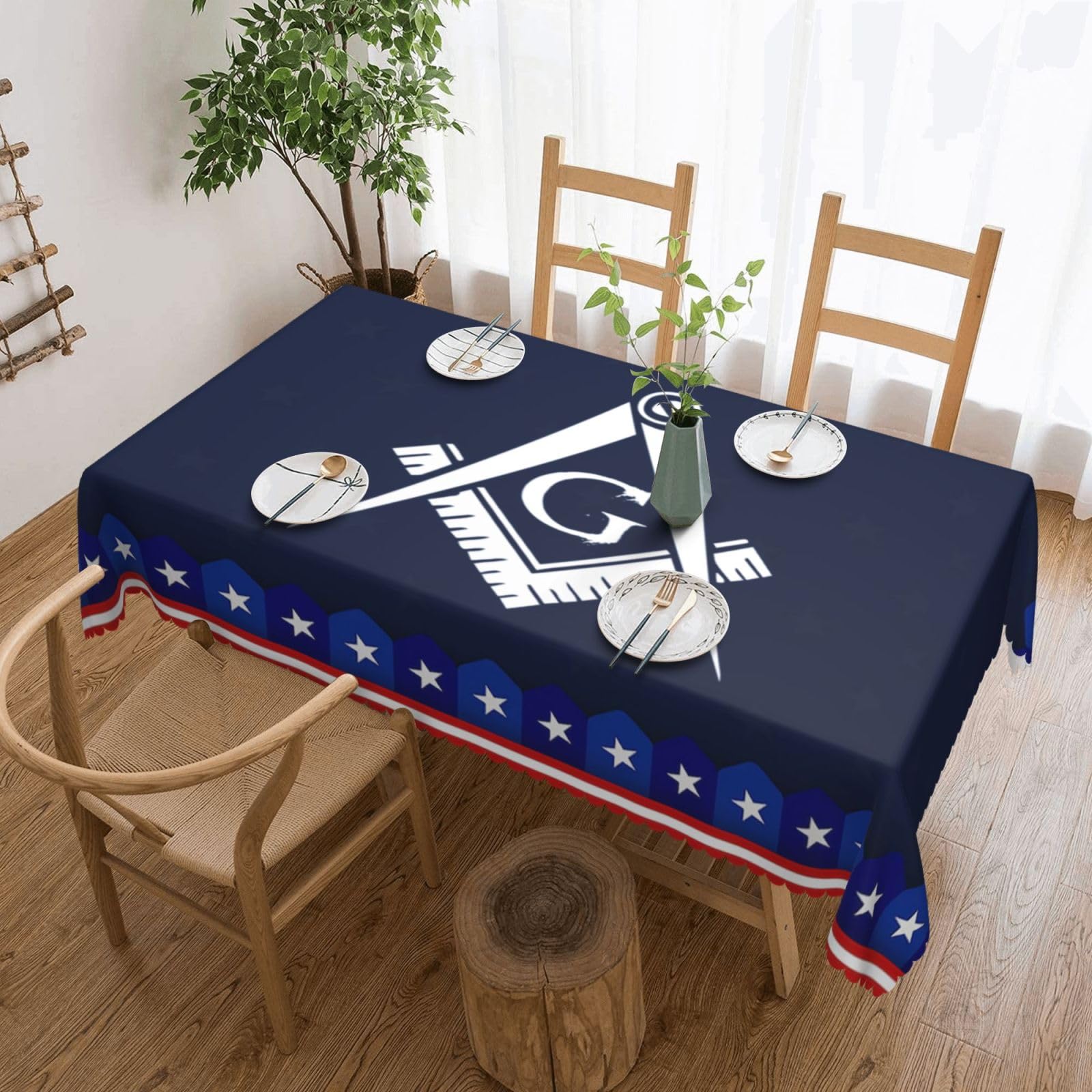 SMAZDFXX Freemason Masonic Gift 54 x 72in Table Cloth,Polyester Rectangle Tablecloth for Kitchen Dining