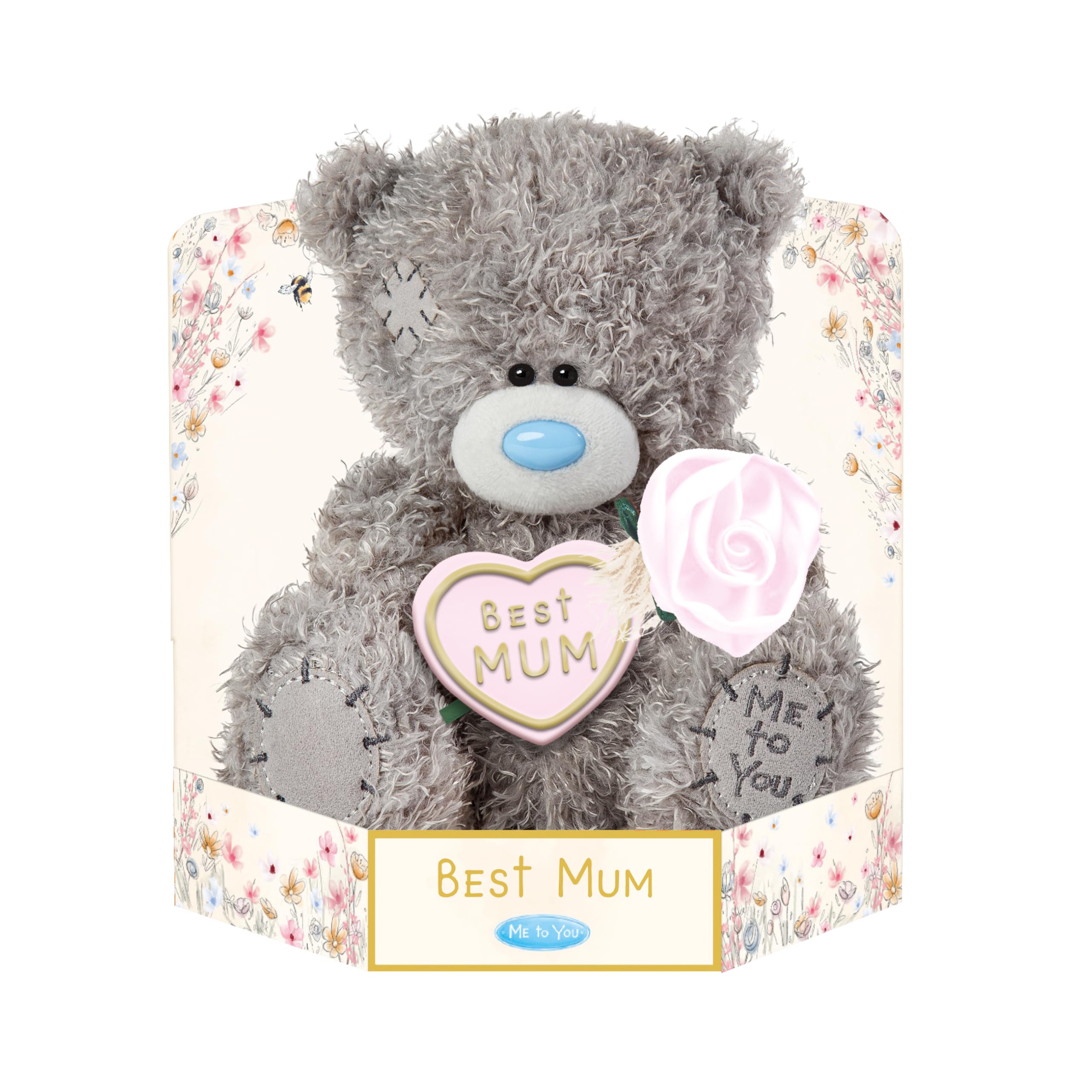 Carte Blanche Greetings Ltd Npp Grey/Pink Best Mum Tatty Teddy Heart With Heart - Cute Mother's Day Gift