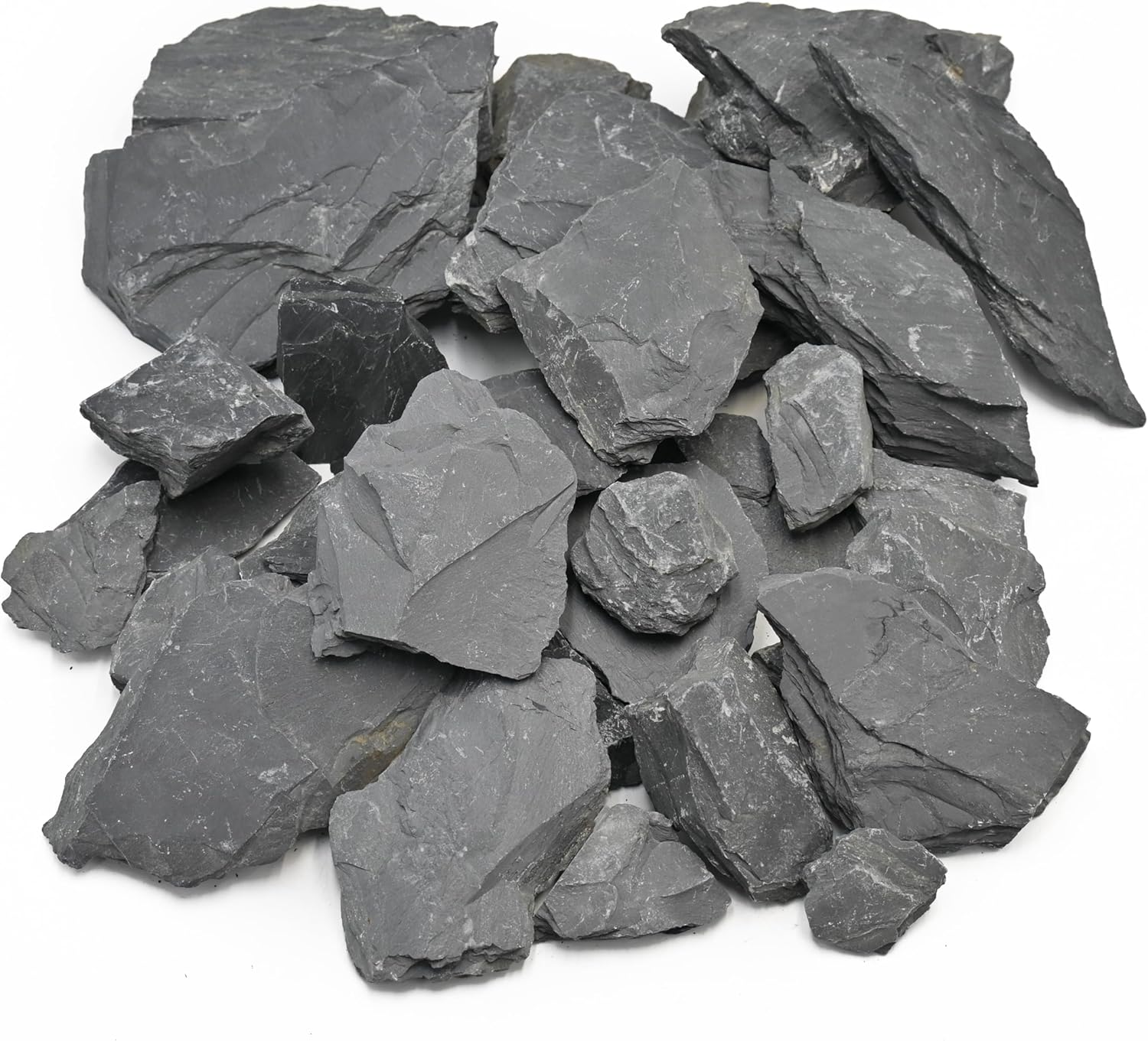 Natural Slate Stone for Aquarium 3 to 10 Inches Fish Tank Rocks Reptile Basking Stones & Fairy Garden Decor,Aquascaping,Paludariums-20LB