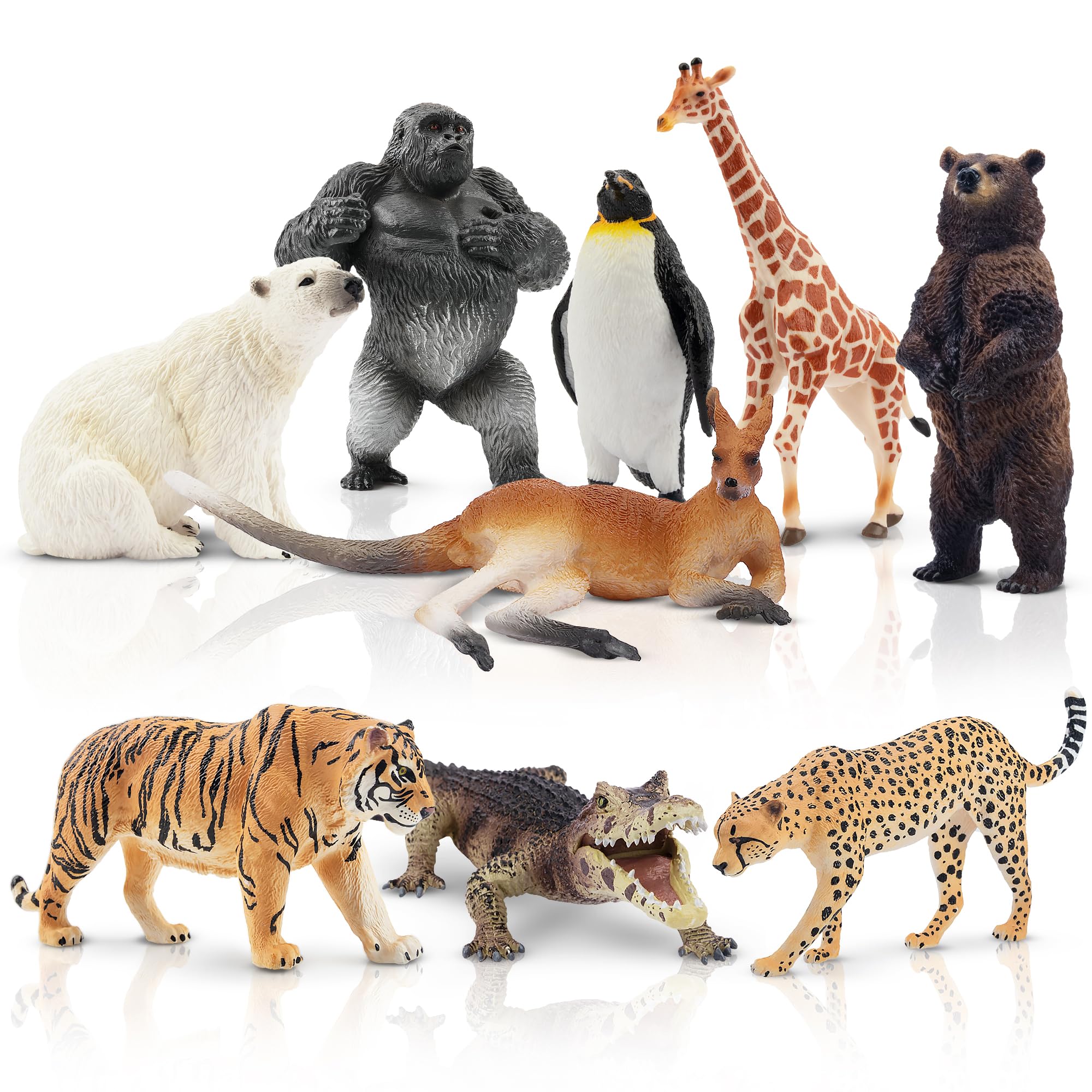 9PCS Jungle Animal Figurines for Kids 3-5, Wild Zoo Animal Toys