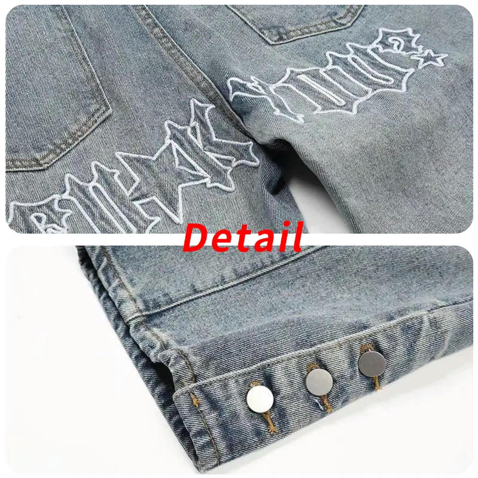 Jeans Uomo Larghi High Street Jeans per Gli Uomini Vintage Forked Denim Pantaloni Primavera Autunno Loose Wide Leg Pants