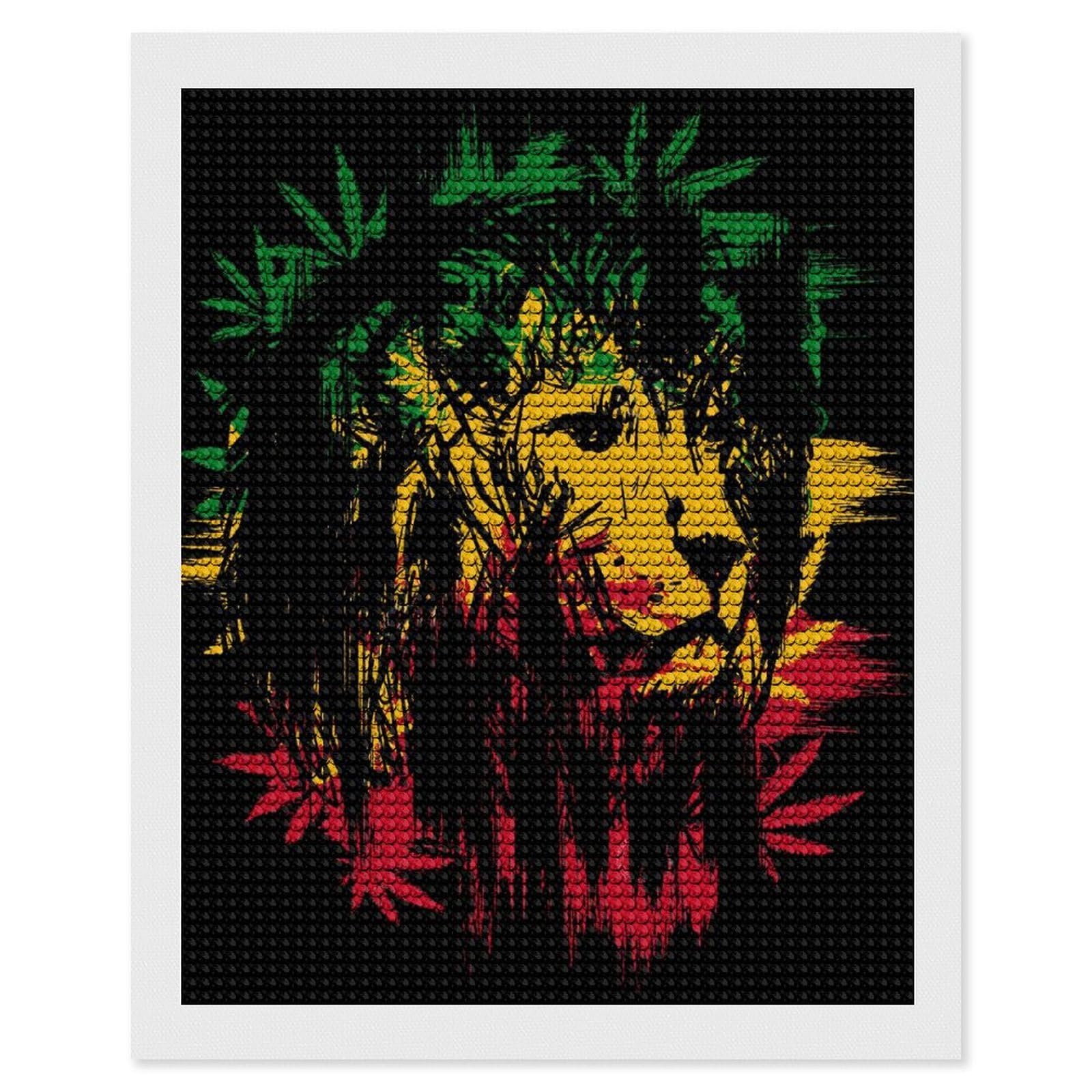Nclqvjxzkhw Style Rasta Lion Diamond Art Painting For Adult Round Diamonds Pictures Arts Crafts Home Wall Decor 16"X20"