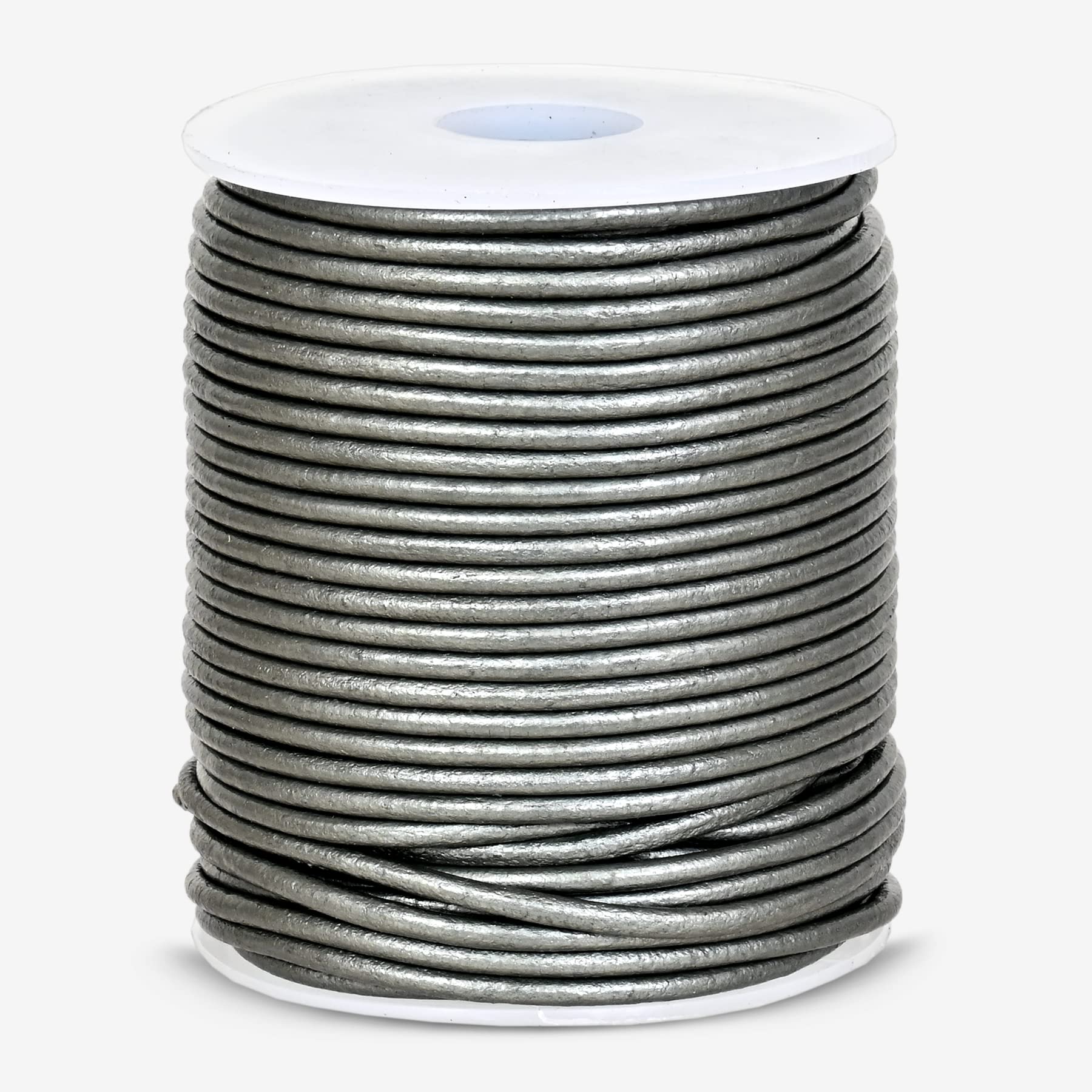GENIQUE Prawdziwy / prawdziwy skórzany sznurek do naszyjnika, bransoletek, biżuterii, plecionki (20 m) (2 mm, szary metaliczny)