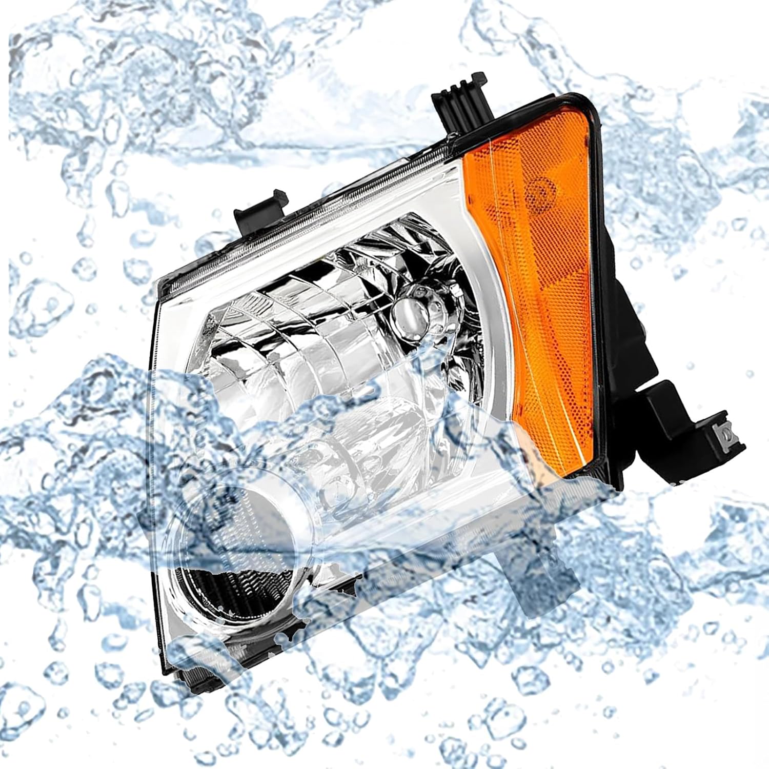 Headlight Assembly Fit For Nissan Xterra 2005 2006 2007 2008 2009 2010 2011 2012 2013 2014 2015 Chrome Housing Amber Corner Halogen Headlamp Driver and Passenger Side 26060EA025 26010EA025