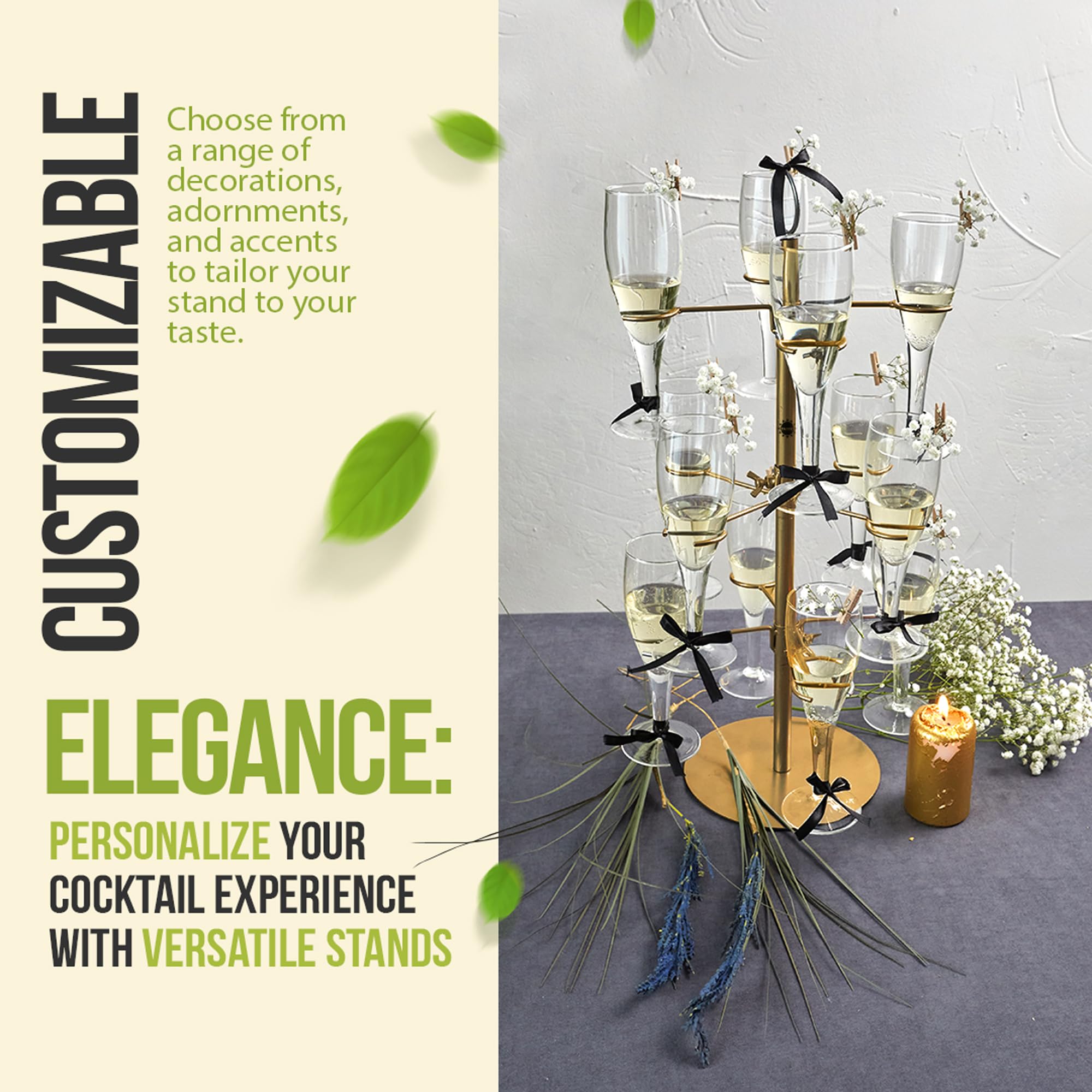 Cocktail Tree Stand - 12 Cup Drink Tower (Gold) -5