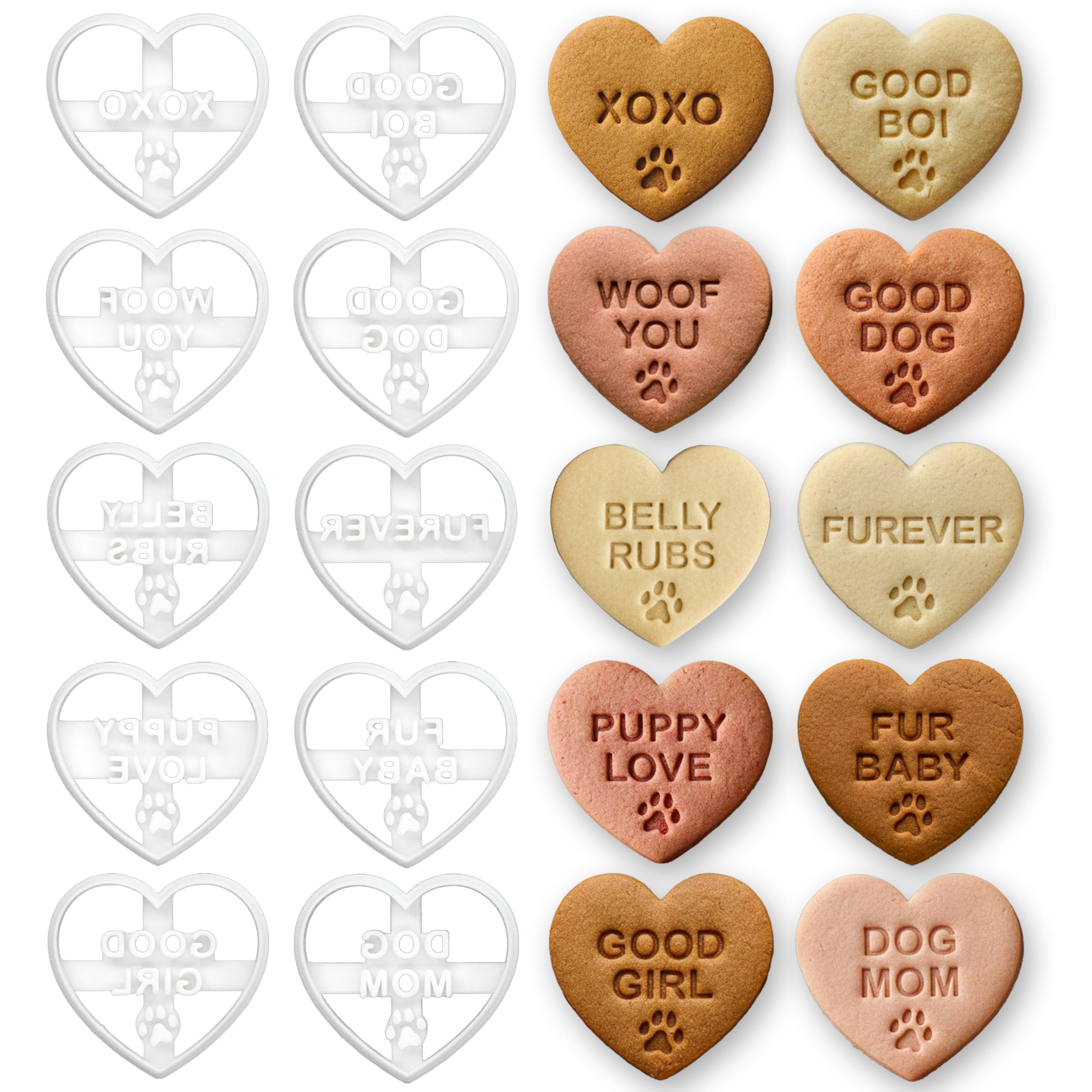 BAKERLOGY Lot de 10 emporte-pièces cœur avec message sur le thème chien – Pour amoureux des chiens, biscuits maison & friandises pour chiens, fondant & décor, Saint-Valentin