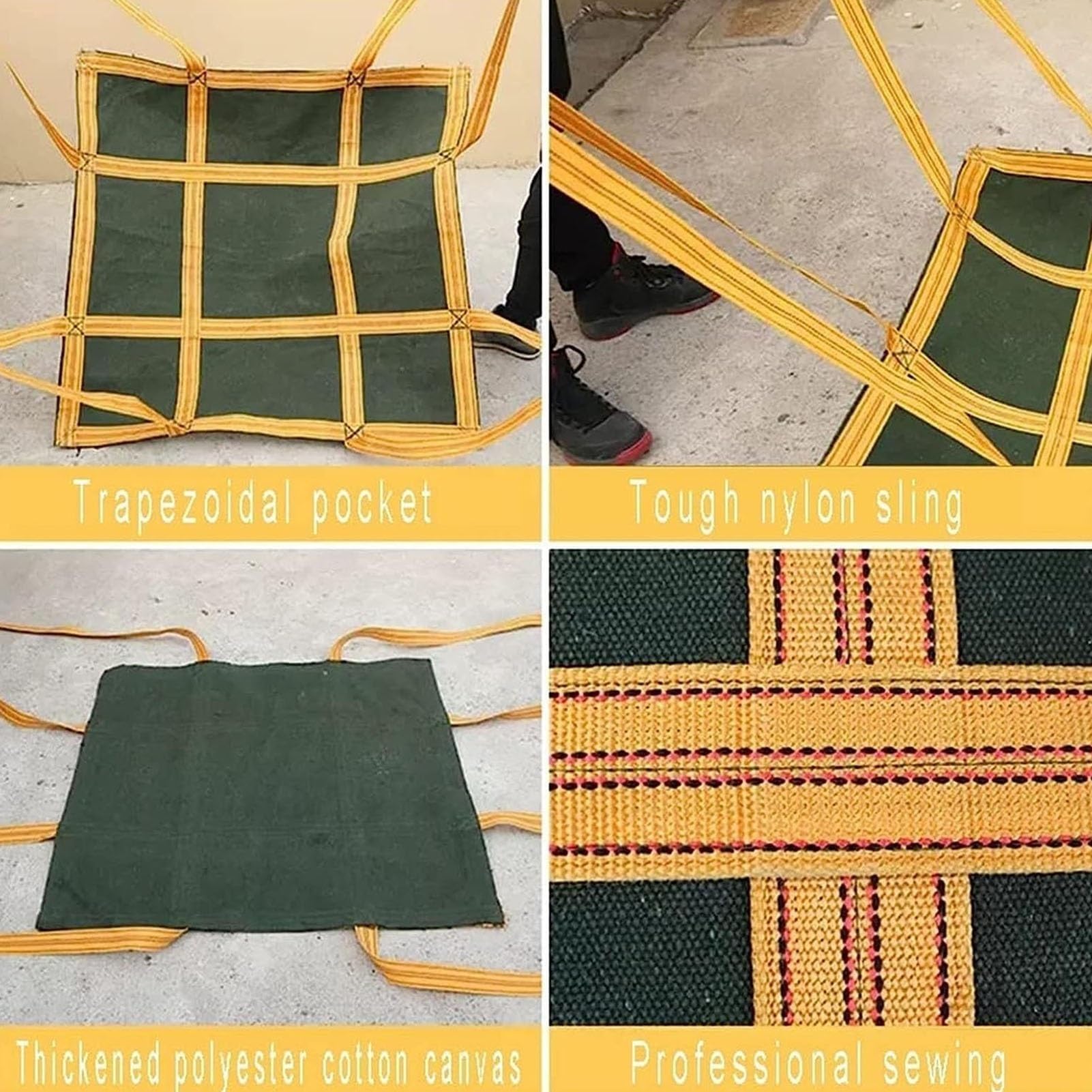 Lifting Net Load Bags for Crane & Pallet Ramps, Tear-Resistant Heavy Duty, Load Capacity 1.5-2 Tonnes, 150 x 150 cm for Safe Loading & Unloading