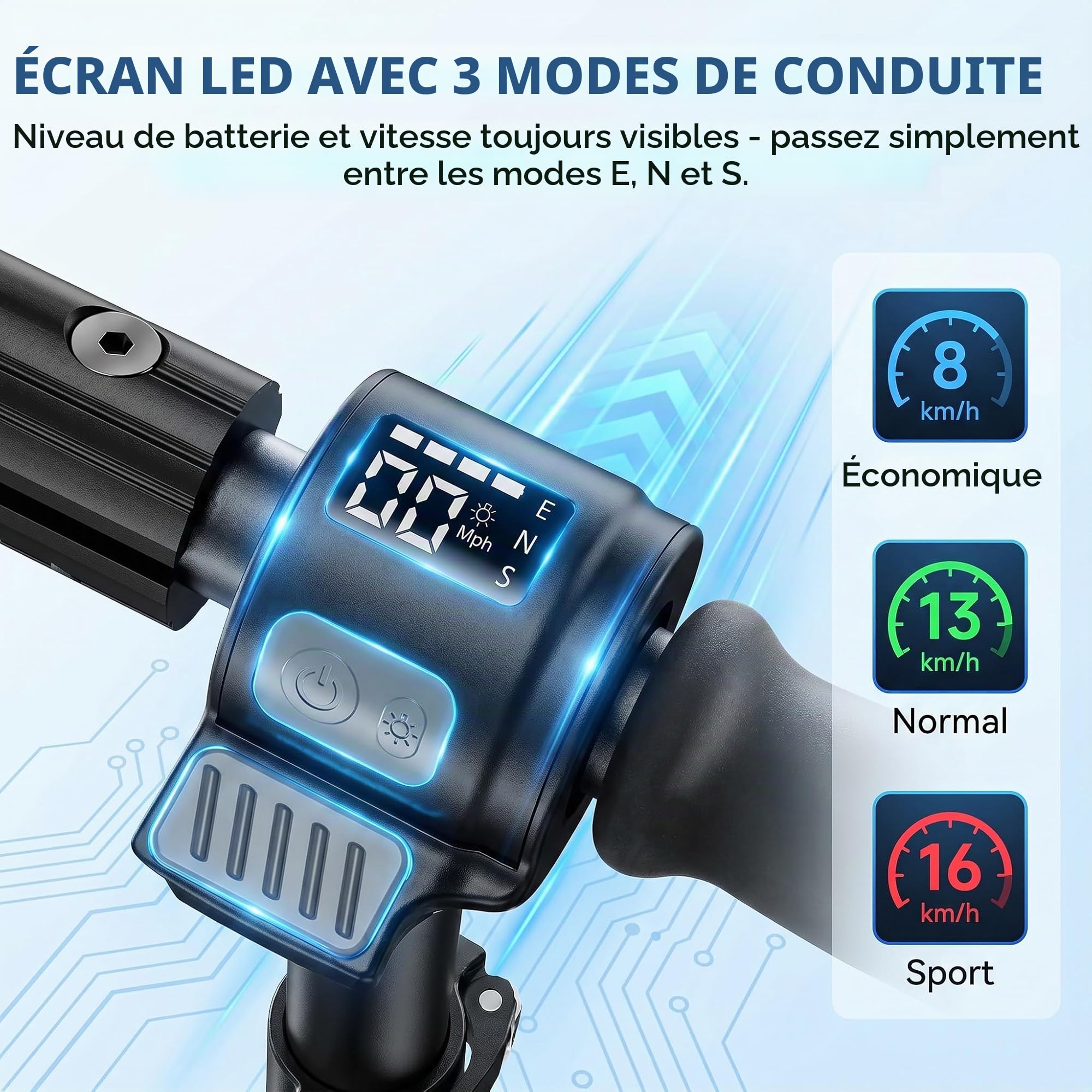 CAROMA Trottinette Electrique(8-10-12Ans), Trottinette électrique Pliable pour Enfants, Autonomie Max 6 KM, Max 16 KM/H, Moteur 150W, Cadeau pour Enfants et Adolescents(