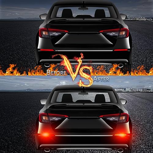 Miniatura 3 de GEEGEETOP Lente ahumada LED reflector trasero parachoques luz antiniebla compatible con Honda Civic Hatchback 2022 2023 2024 Funciones 3 en 1