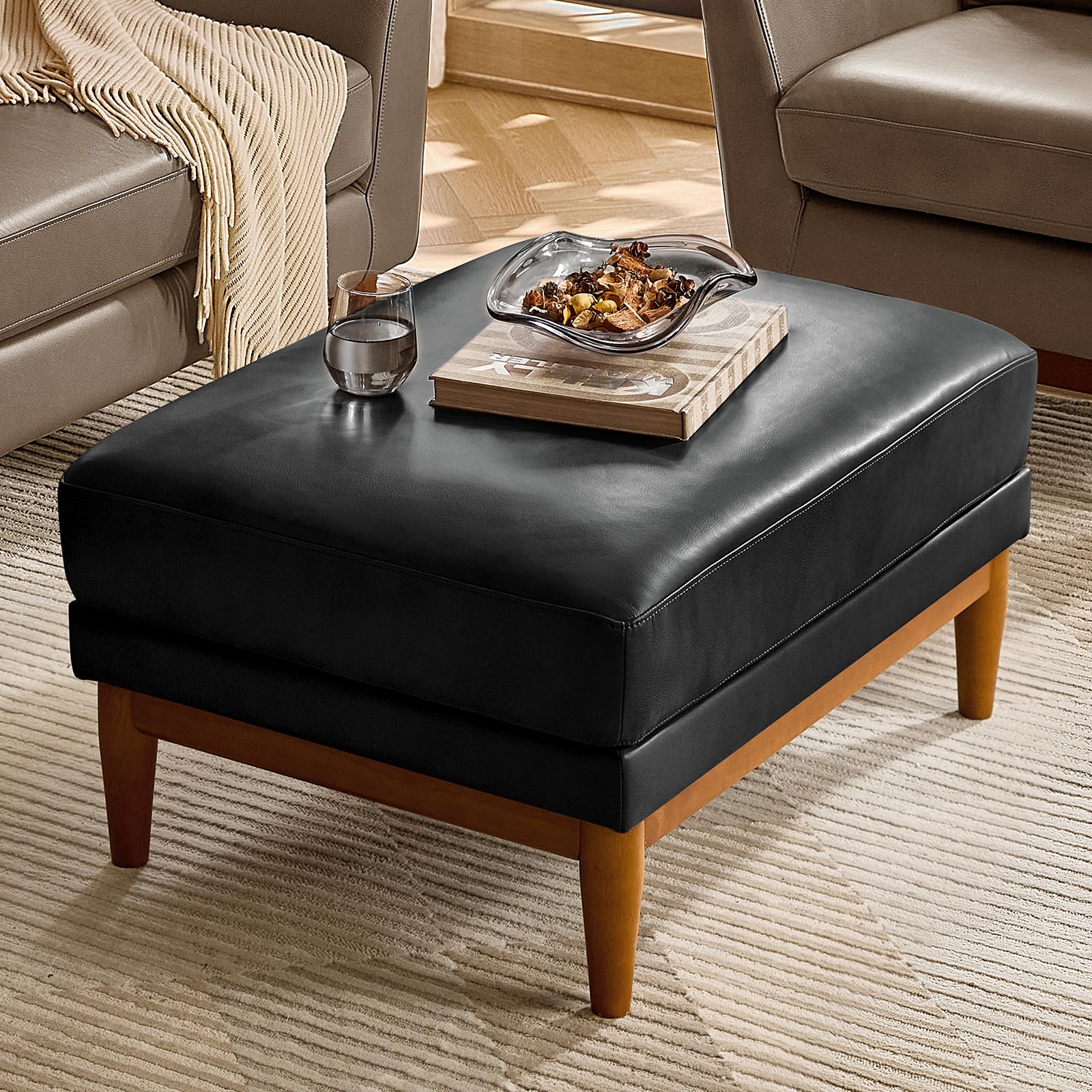 Amazon.com: HULALA HOME Genuine Leather Ottoman Coffee Table, Foot