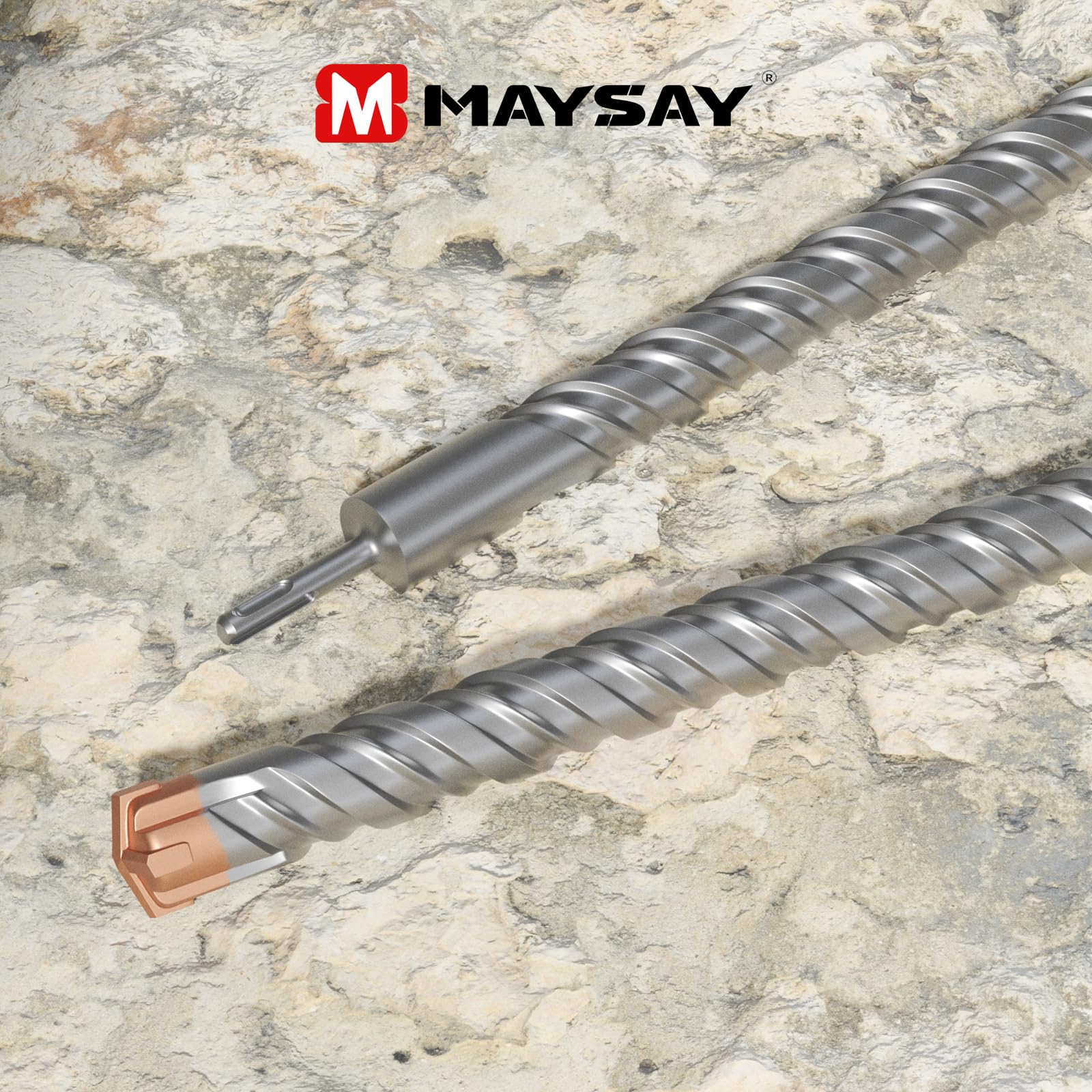 Maysay SDS Plus - Broca para martillo perforador (35 x 600 mm, con 4 cuchillas de metal duro), para piedra, hormigón, madera, ladrillo y azulejos