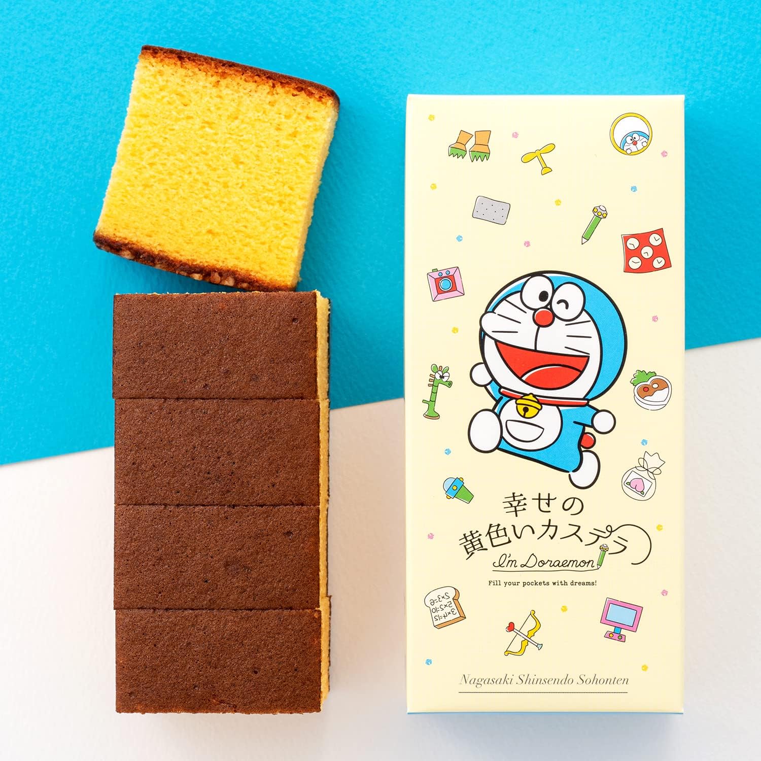 長崎心泉堂 ドラえもん お菓子 ギフト 長崎 カステラ 5切れ プチギフト 手提げ袋付き T340