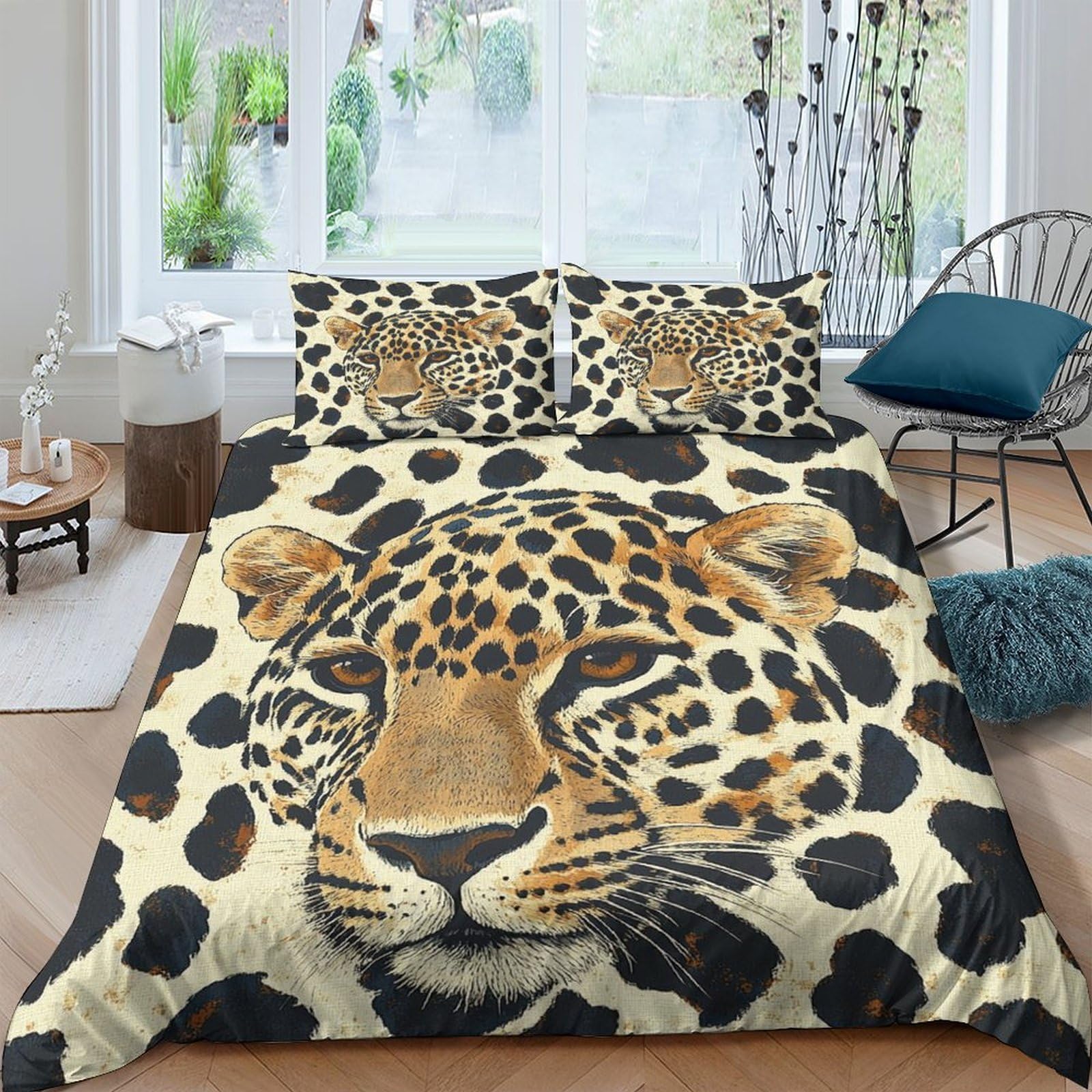 Ctjqhvkz Style-9 3D Printed Leopard Pattern Fitted Sheet Microfiber Soft Breathable Wild Cat Mattress Cover For Bedroom Dorm Decor Single（135X200cm）