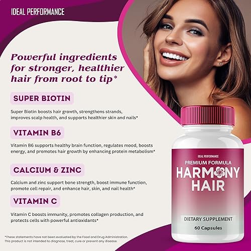 Miniatura 5 de Harmony - Cápsulas de crecimiento del cabello, pastillas de suplemento Harmony para la salud del cabello, extra fuerza, las cápsulas HarmonyHair