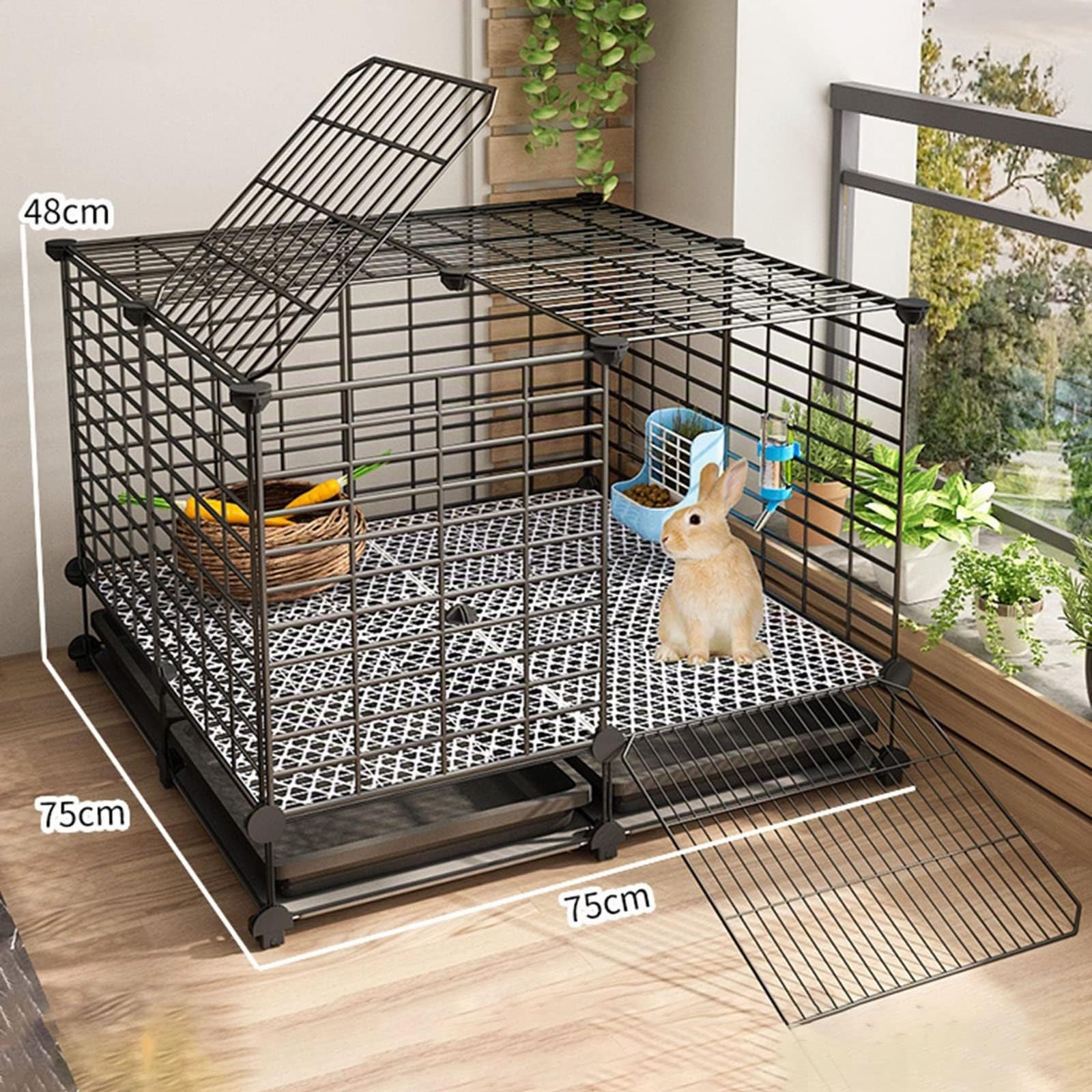 EGREX Recinto Coniglio Interno -Recinto per Conigli da Interno, Gabbia per Conigli per Piccoli Animali con Vassoi Estraibili Rimovibili Animali da Esterno per Furetto Cincillà(Accessori Non Inclusi)