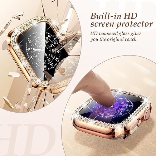 Miniatura 4 de LETOID Correa y funda brillante compatible con Apple Watch de 1.575 pulgadas, 1.614 pulgadas, 1.654 pulgadas, 1.732 pulgadas, 1.772 pulgadas, Series