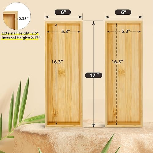 Miniatura 2 de Bandeja organizadora de cajones de cocina, organizador de cajones profundos de bambú apilable para cubiertos grandes, utensilios, cubiertos, cajones