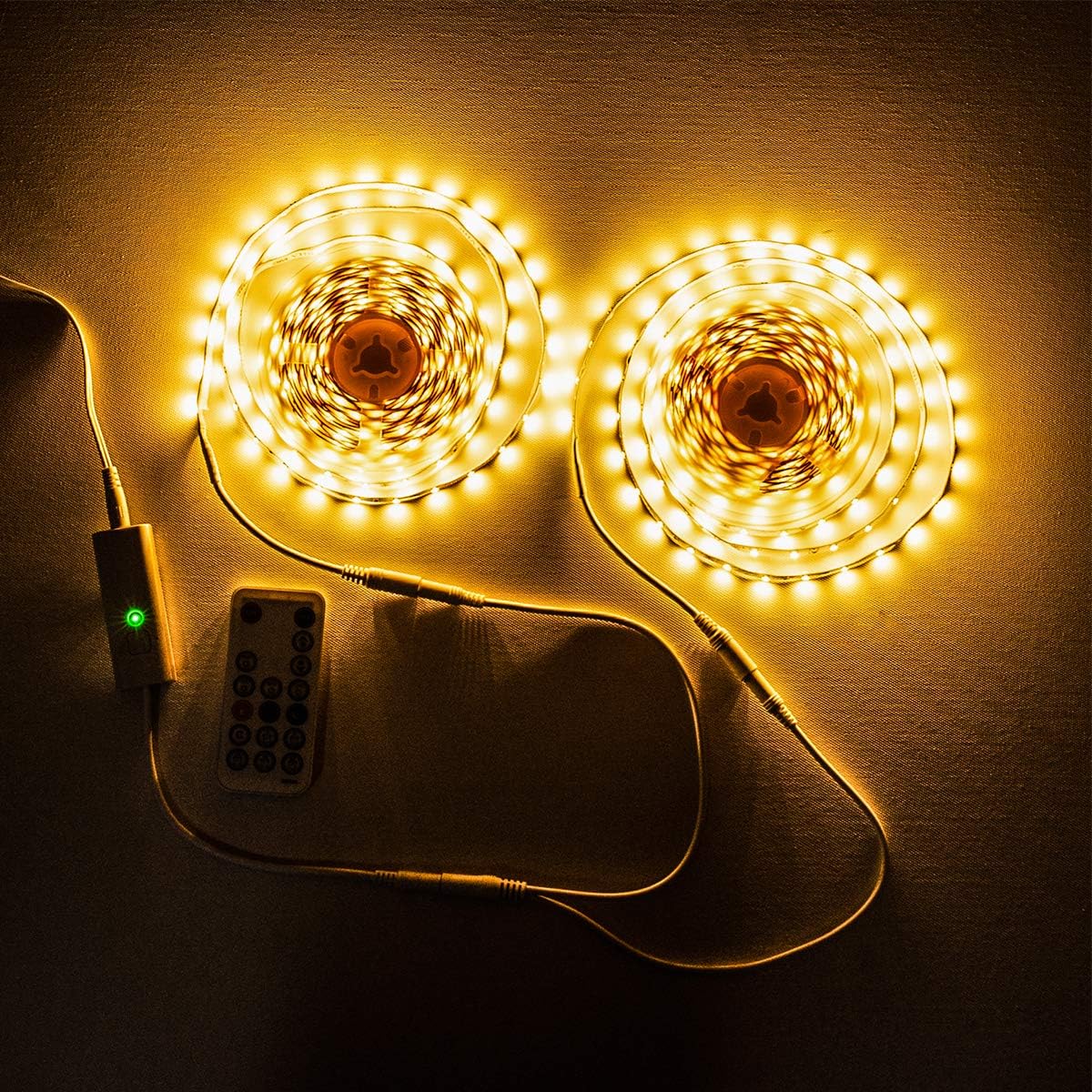 WOBANE LED Strip Lights 32.8ft Warm White, Dimmable Light Strip Kit with Remote and ETL Listed Power Supply, 600 LEDs Supper Bright Tape Lights for Room, Kitchen, Bed, Under Cabinet, Wardrobe, 3000K