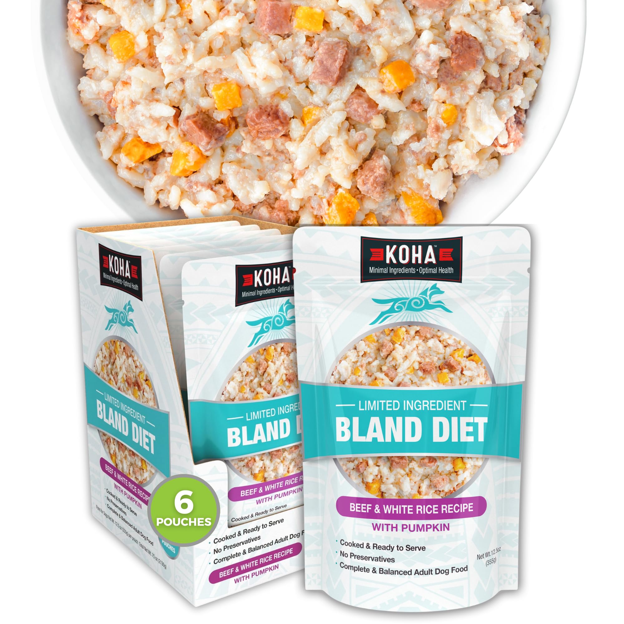Sponsored Ad - KOHA Limited Ingredient Bland Diet for Dogs, Beef and White Rice Sensitive Stomach Wet Dog Food, Sold in Over 5,000 Vet Clinics & Pet Stores, Gentle Easy to Digest Bland Diet Dog Food, Pack of 6