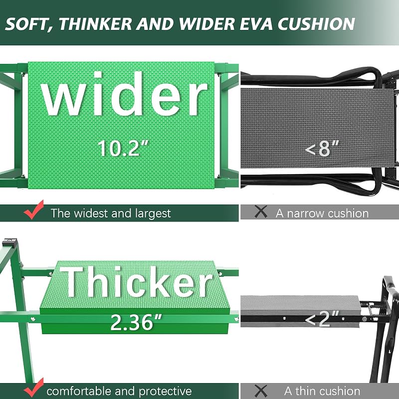 Garden Kneeler and Seat, 10.2" Wider Heavy Duty Thick for Kneeling and Seat image 2