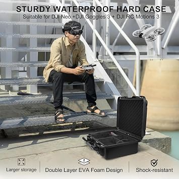 Lekufee Waterproof Hard Carrying Case for DJI Neo 1 Drone, DJI RC 2/N3/N2,Goggles 3/2/Integra(NOT for N3), RC Motion 3/2, FPV Controller 3, Accessories(Case Only)