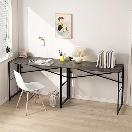 Miniatura 7 de EMODA Escritorio plegable de 40 pulgadas, no necesita montaje, escritorio de oficina en casa, escritorio de estudio, escritura, mesa de computadora