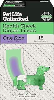 Pet Life Unlimited Health Tracker Dog Diaper Liners, 18 Count, pH-Responsive Color-Track Technology Detects Urinary Tract Infections, Fits Standard Dog Diapers, USA Made