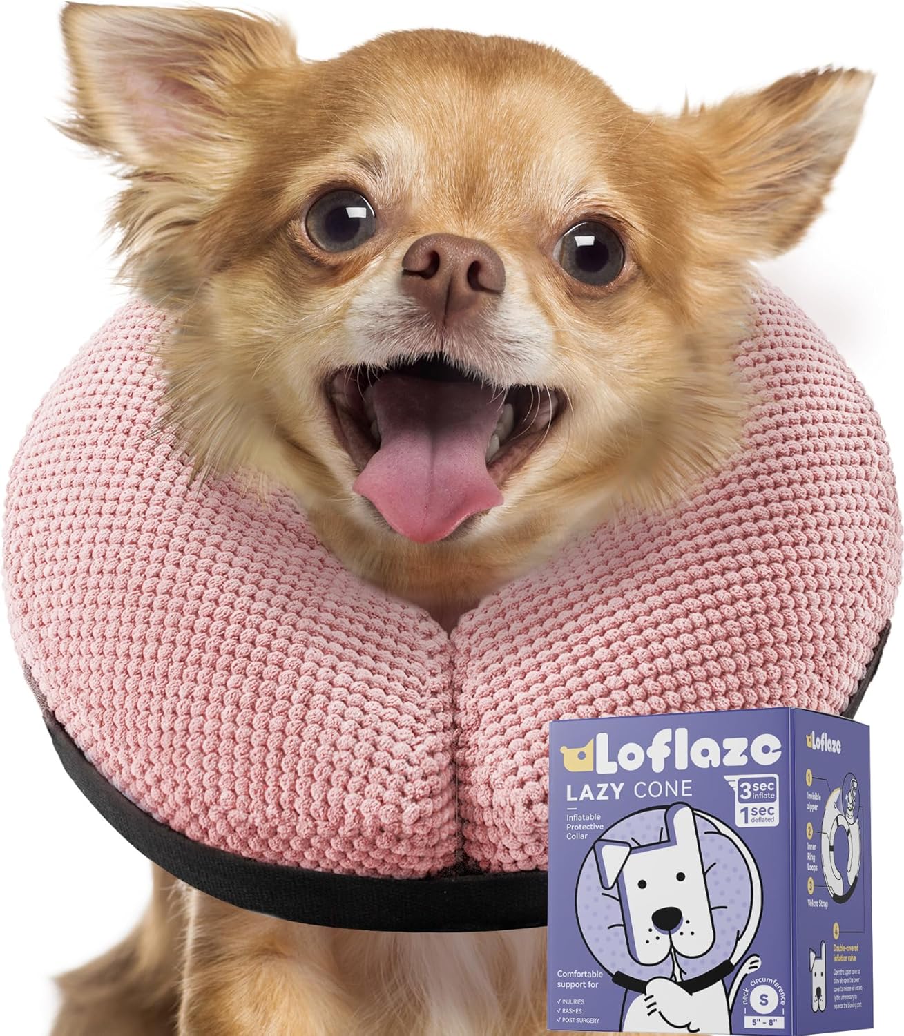 Photo 1 of Soft Inflatable Dog Cone for Large Medium Small Dogs Cats - Neck Donut, E Collar Alternatives for Recovery