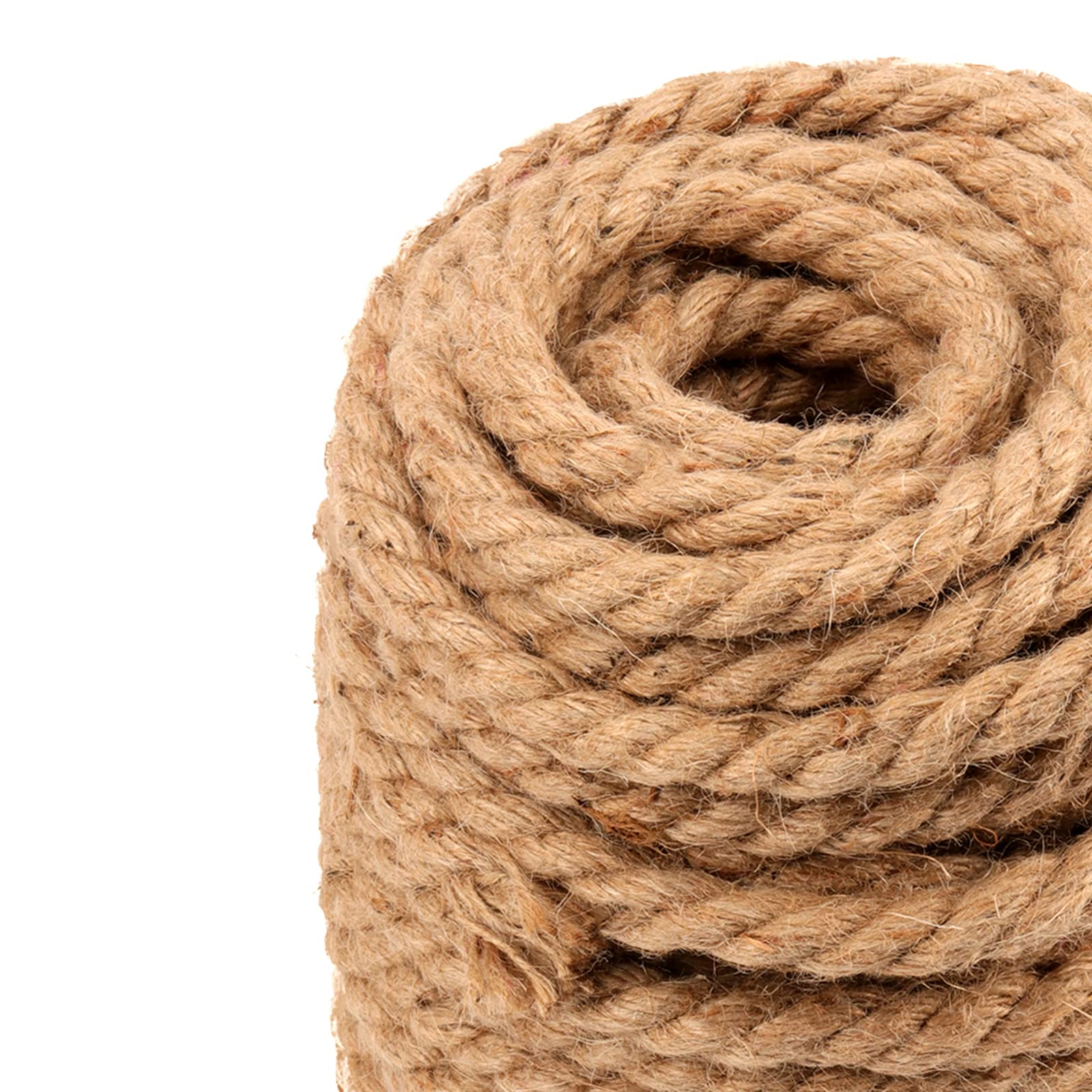 MANCHAP Corda di iuta naturale, 20 m x 12 mm, corda di iuta intrecciata a 4 fili, corda canapa marrone, corda di canapa intrecciata spessa per artigianato, impacchettamento