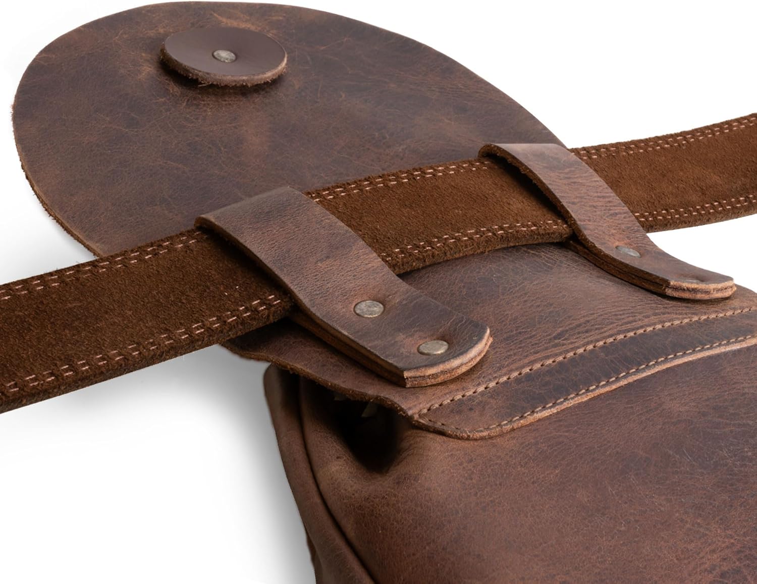 Bushcraft Bag, Portable Safe Pouch for Securely Storing Money, Coins, Bills, Valuables, Full Grain Leather, Handmade, Bourbon Brown - Image 3