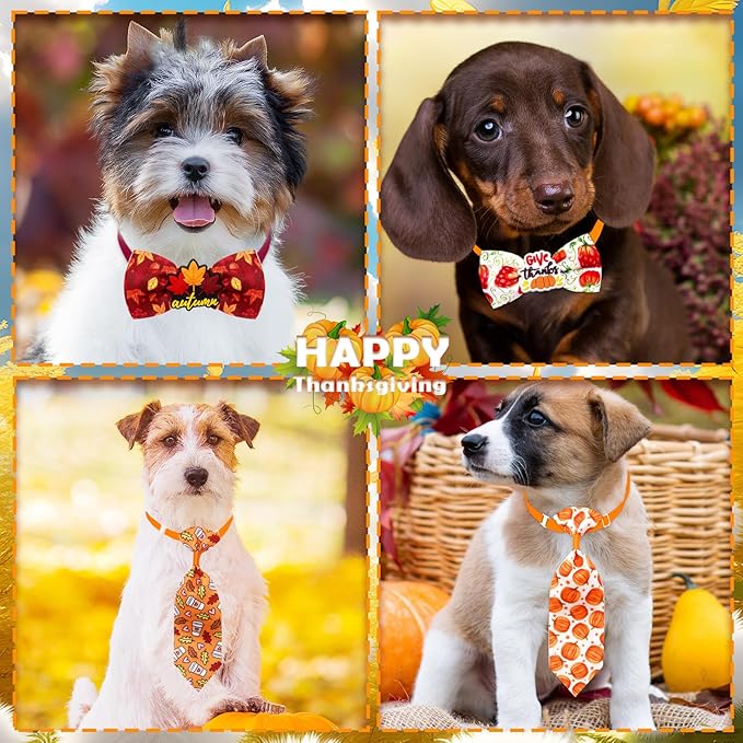 22 Corbatinas para Perros Ajustables, Accesorio de Collar, Mascotas Pequeñas y Medianas, Otoño miniatura 6