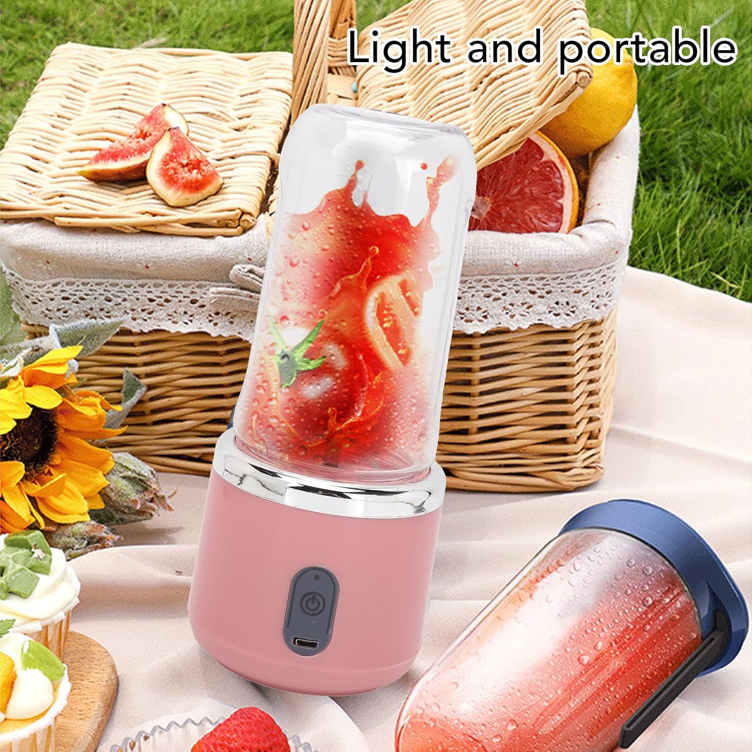 Portable Blender for Shakes and Smoothies, Travel Cordless Personal Mini Blender, 6 Blades Detachable Bottom Easy Cleansing Rechargeable Mini Juicer Cup for Office, Gym, Kitchen