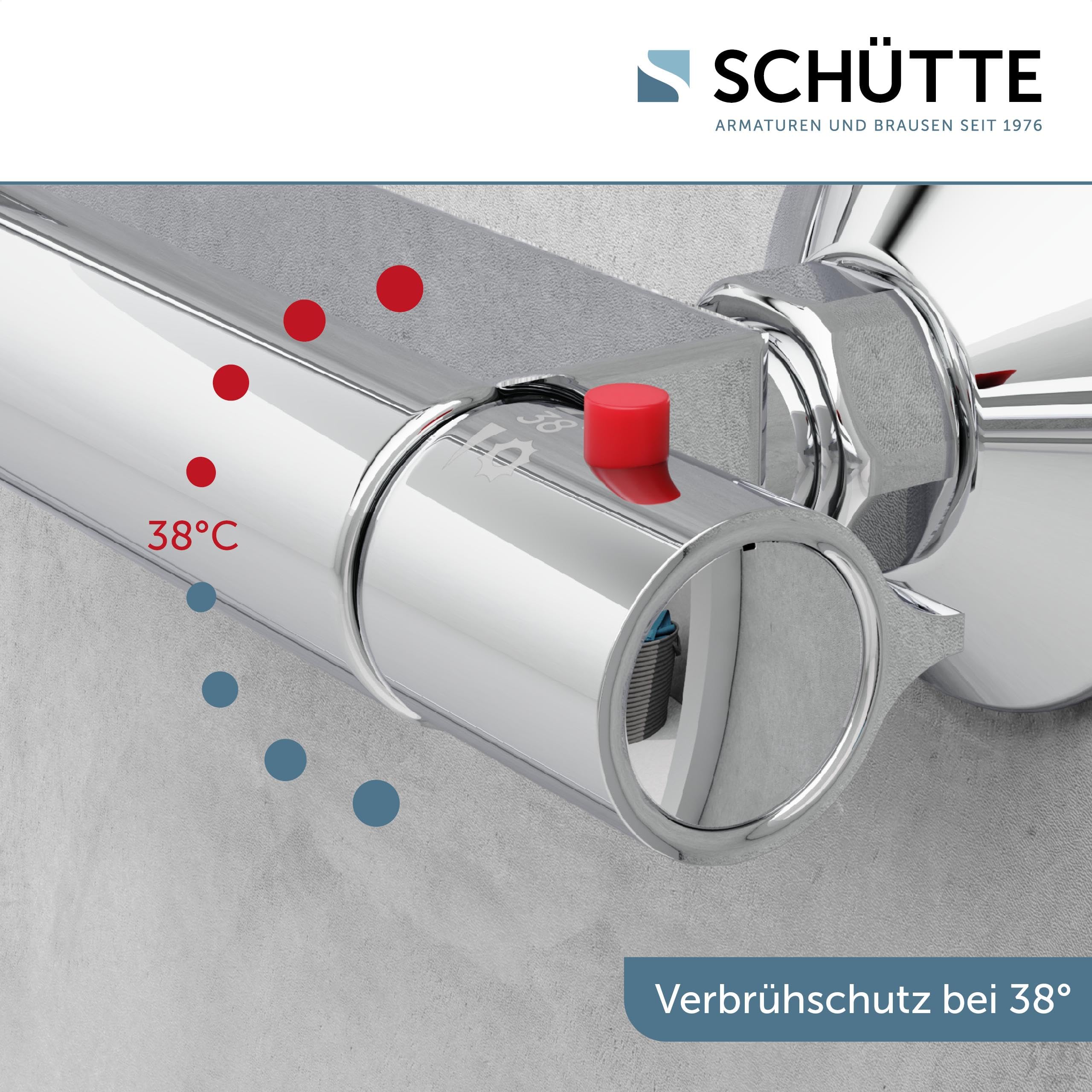 SCHÜTTE 52445 VICO Duscharmatur mit Sicherheitssperre, Thermostat Brausemischer/Mischbatterie, Chrom