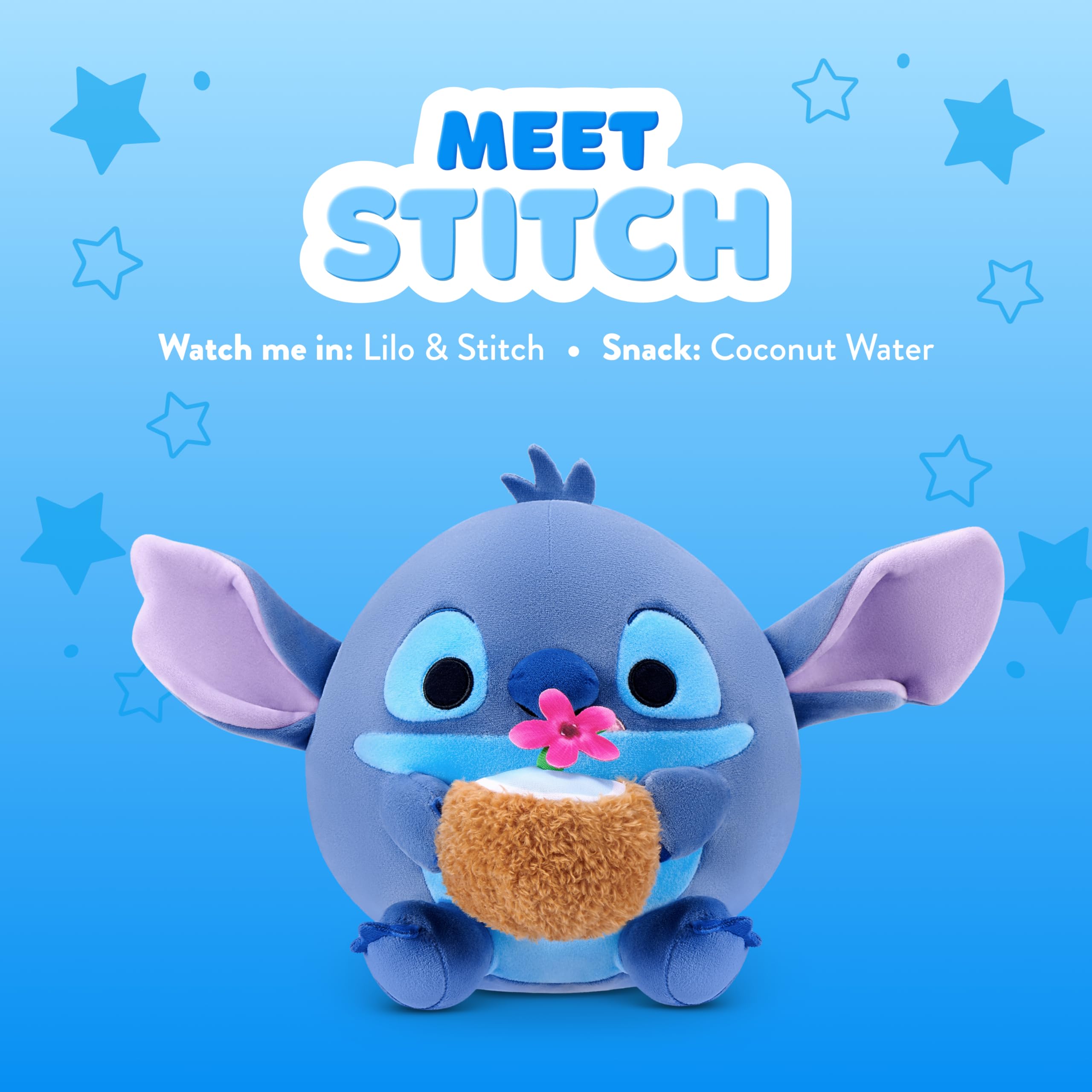 Snackles Disney 8-Inch Plush Toy (Stitch & Coconut Water) by ZURU, Ultra-Soft Stuffed Animal with Snack Accessory - Image 2