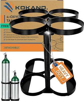 Detachable Oxygen Tank Holder 4 Slot for E, D, M9/C Cylinders - Heavy Duty