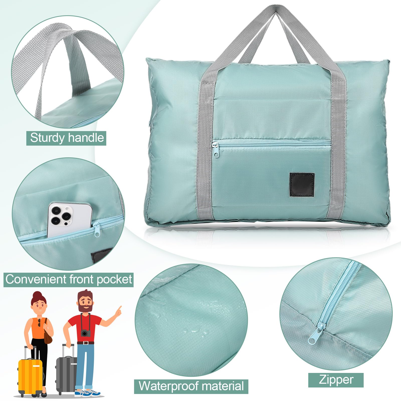 Faltbare Reisetaschen für Damen, Wochenendtaschen, leichte Gepäcktasche, persönliche Gegenstände, Sporttasche, Turnbeutel, Unisex, Wochenender, Übernachtung, Flughafen, 15 Stück, Mehrfarbig,