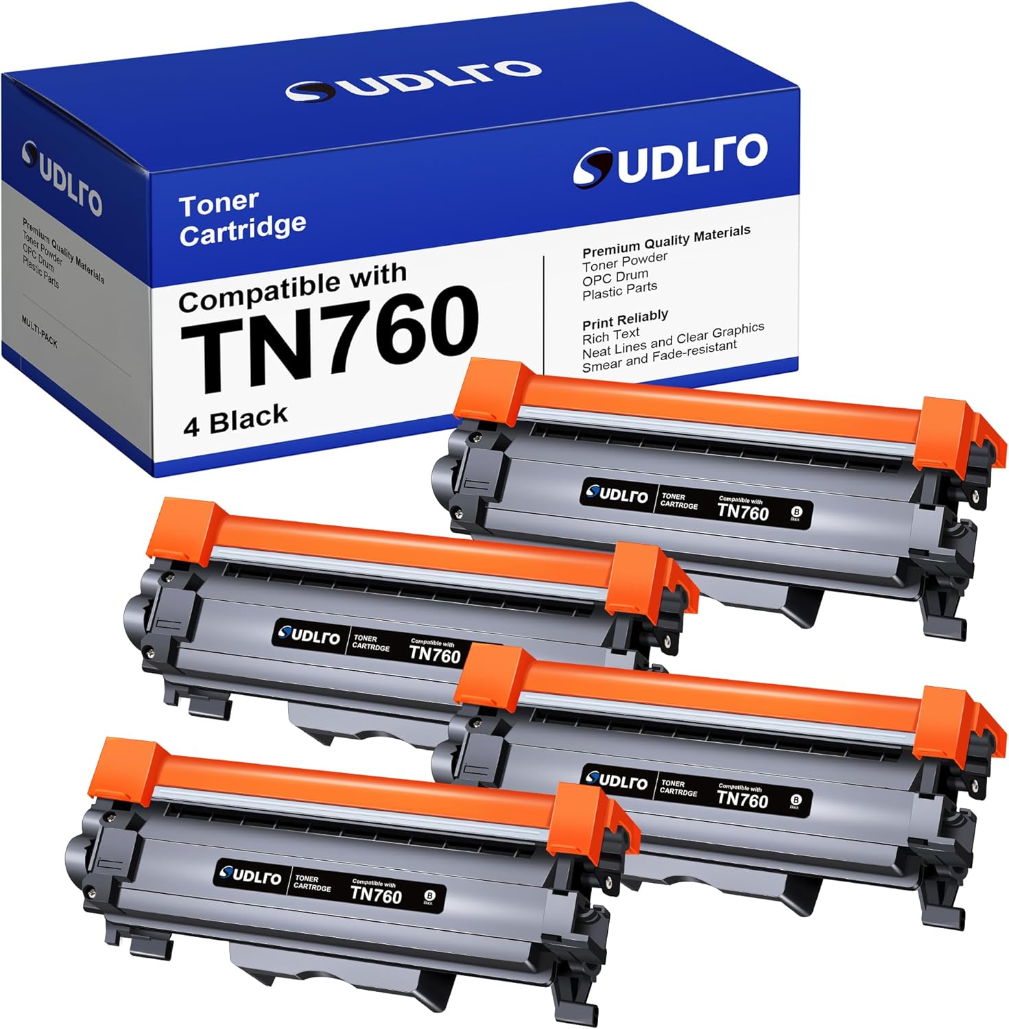TN-760 - TN760 Toner for Brother Printer - Replacement for Brother TN760 TN-760 TN730 TN-730 Toner Compatible with MFC-L2750DW HL-L2370DW MFC-L2710DW HL-L2350DW HL-L2390DW DCP-L2550DW Printer(4 Black)
