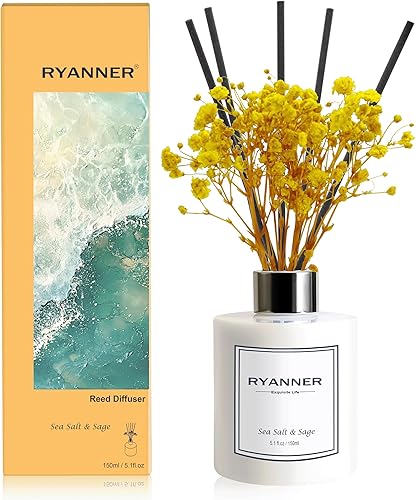 Juego de difusor de varillas de 5.1 onzas, difusor de aroma de sal marina y salvia con palillos, difusor de varillas de fragancia para el hogar con disponible en Yaxa Colombia