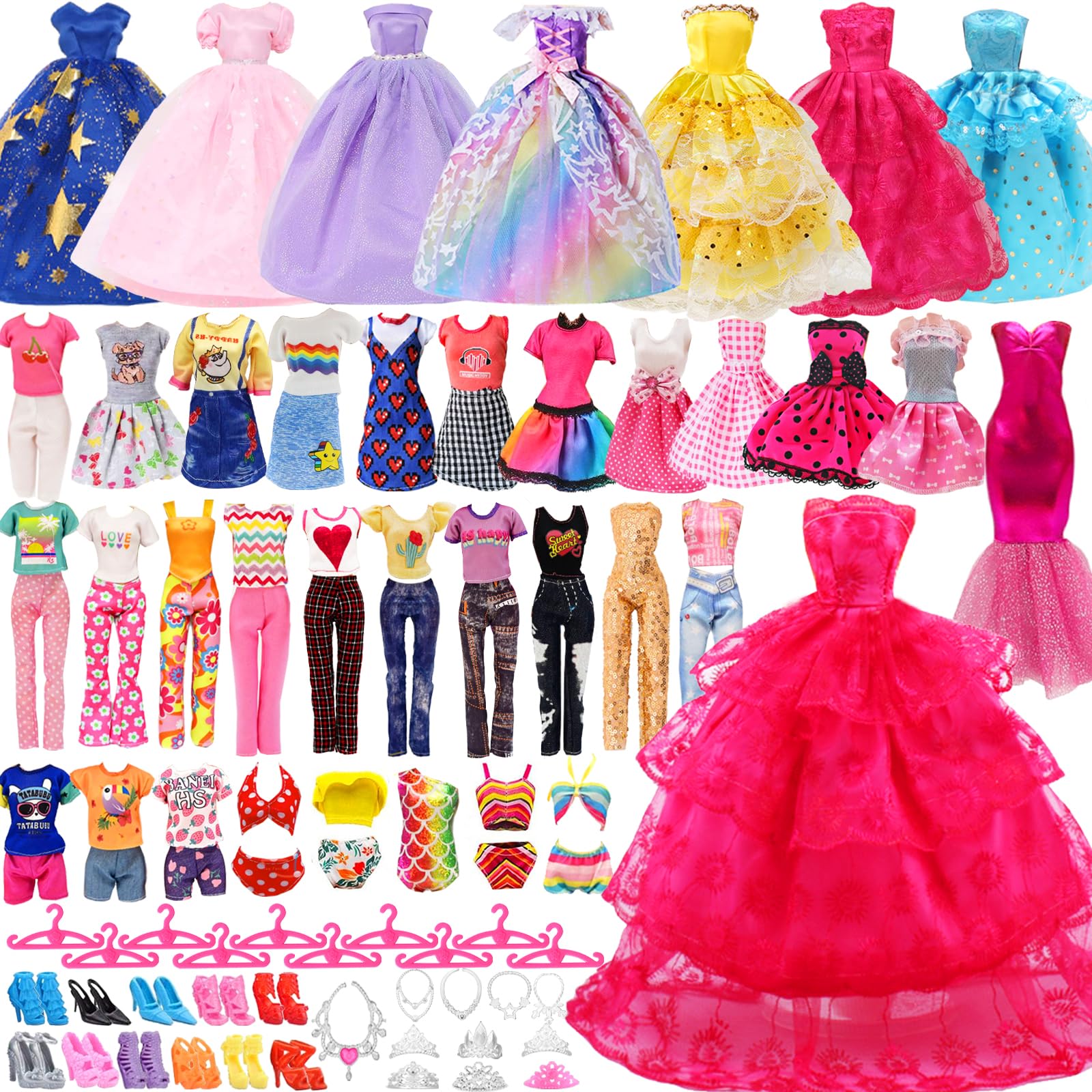 Set 49 Pezzi Abiti E Accessori Per Bambole 11.5 Pollici: Moda, Bikini, Scarpe E Borse