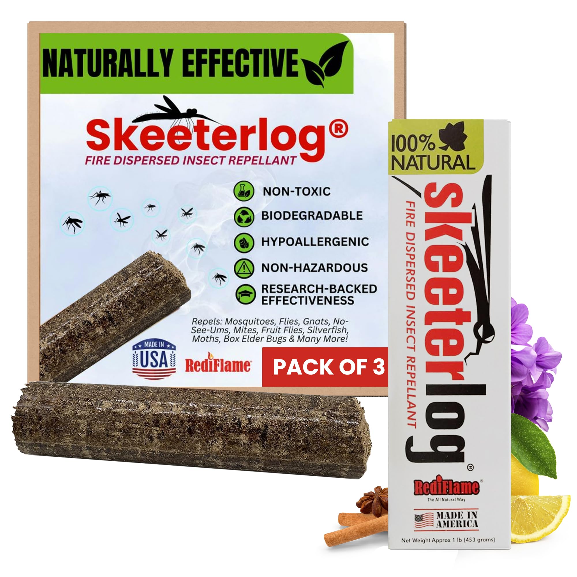 Redi-Flame Woodshed Renewables Skeeter Log (Pack of 3)