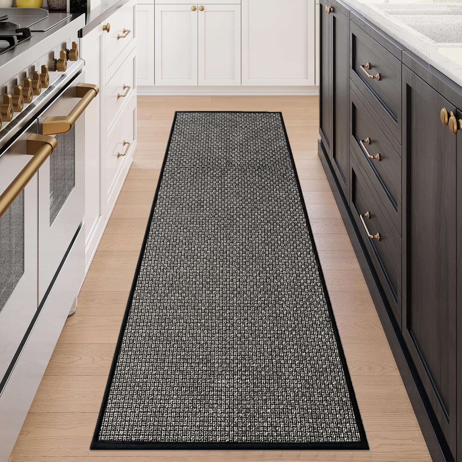 Cheerx Alfombra de cocina lavable antideslizante, alfombra de cocina antideslizante, alfombra de malla con textura geométrica, alfombra de pasillo, alfombra lavable para cocina, terraza y salón, color