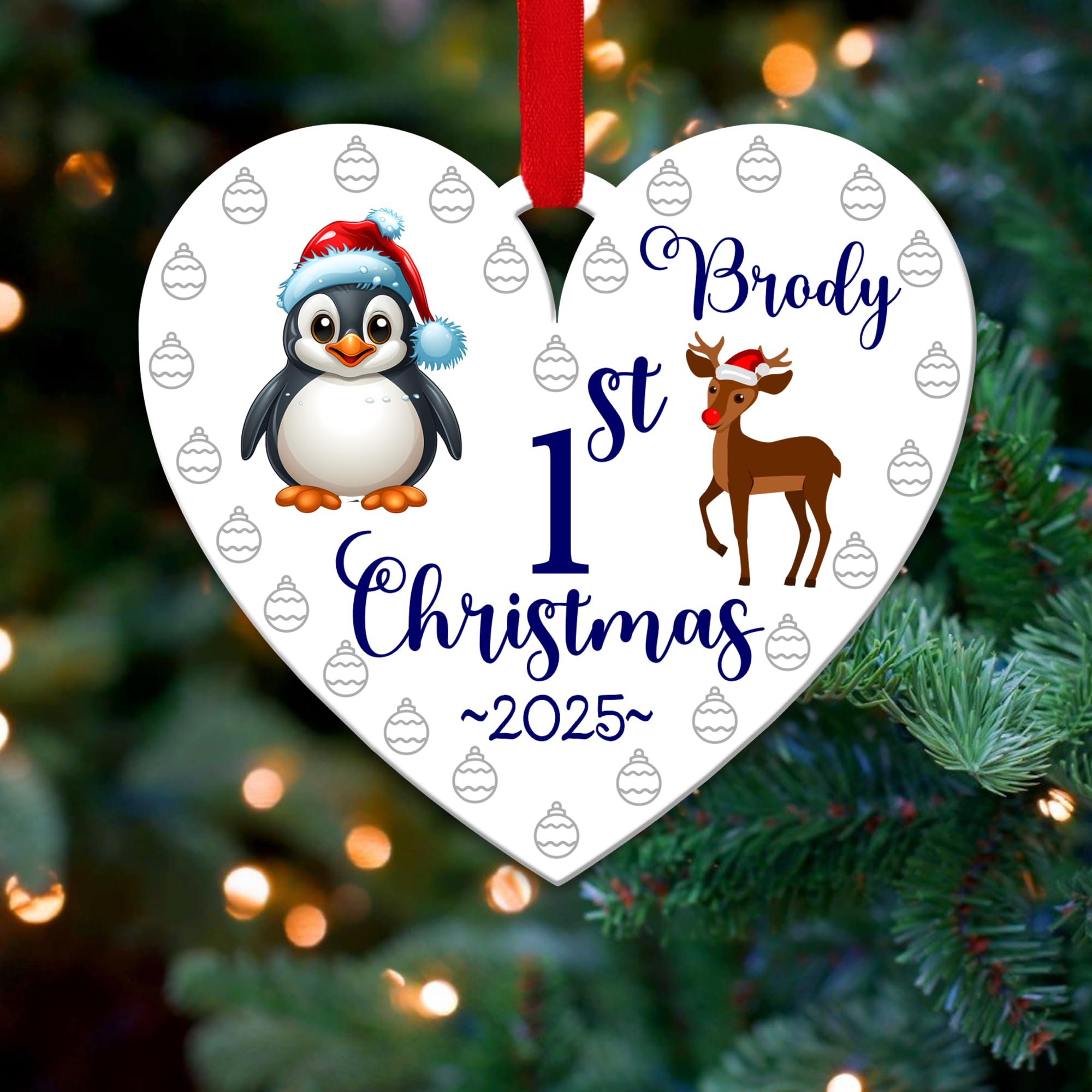 Personalised Christmas Tree Decorations Baubles for Kid's First with Custom Name | Acrylic Xmas Tree Decoration Hanging Ornaments | Personalised Bauble Gifts for Xmas Decorations