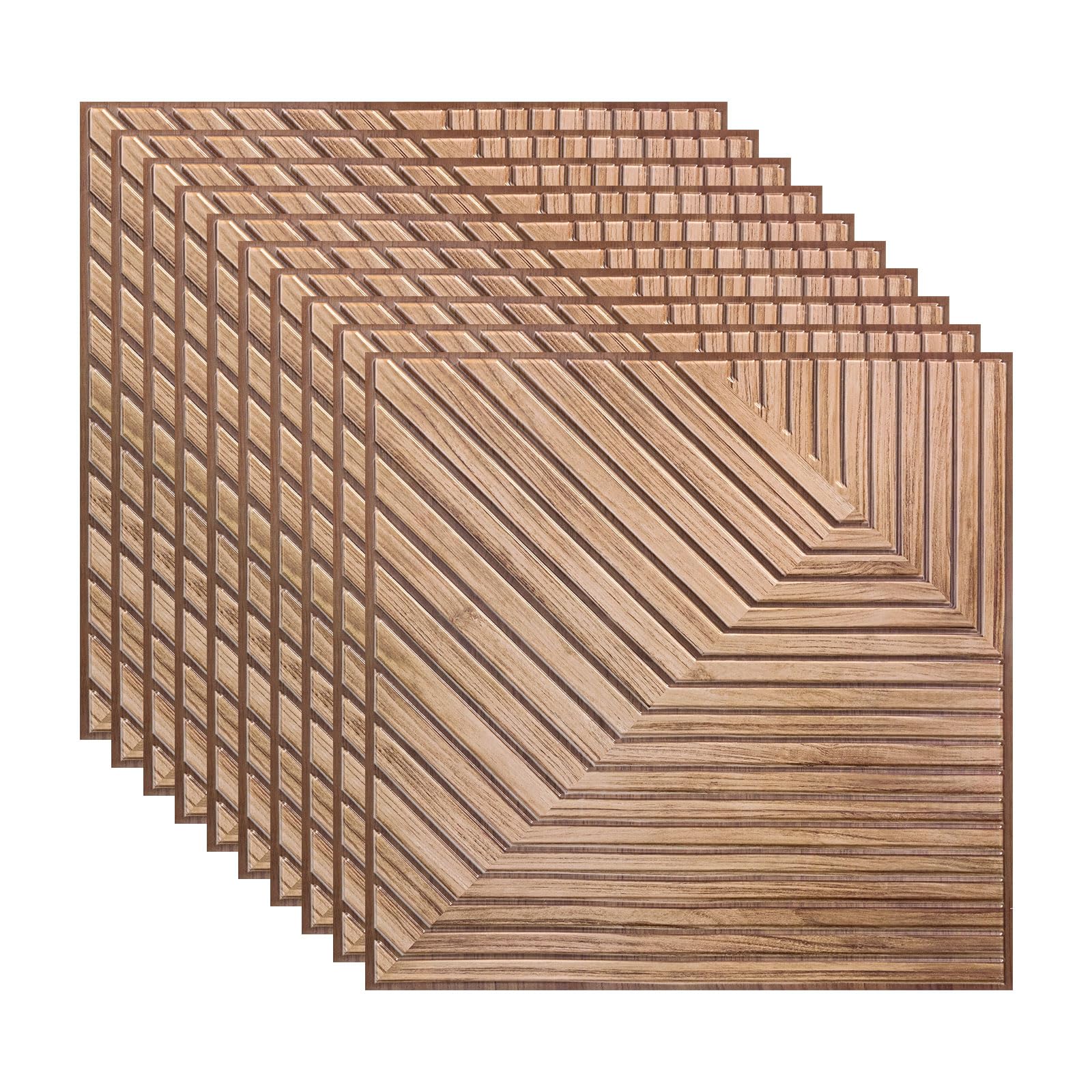 Inscrip 3D Wall Panels, 10Pcs 30cm x 30cm Self Adhesive Brick Effect Wall Panels, Waterproof Foam Wall Panel DIY Wall Stickers for Kitchen, Bathroom, Living Room (Yellow Wood Grain)