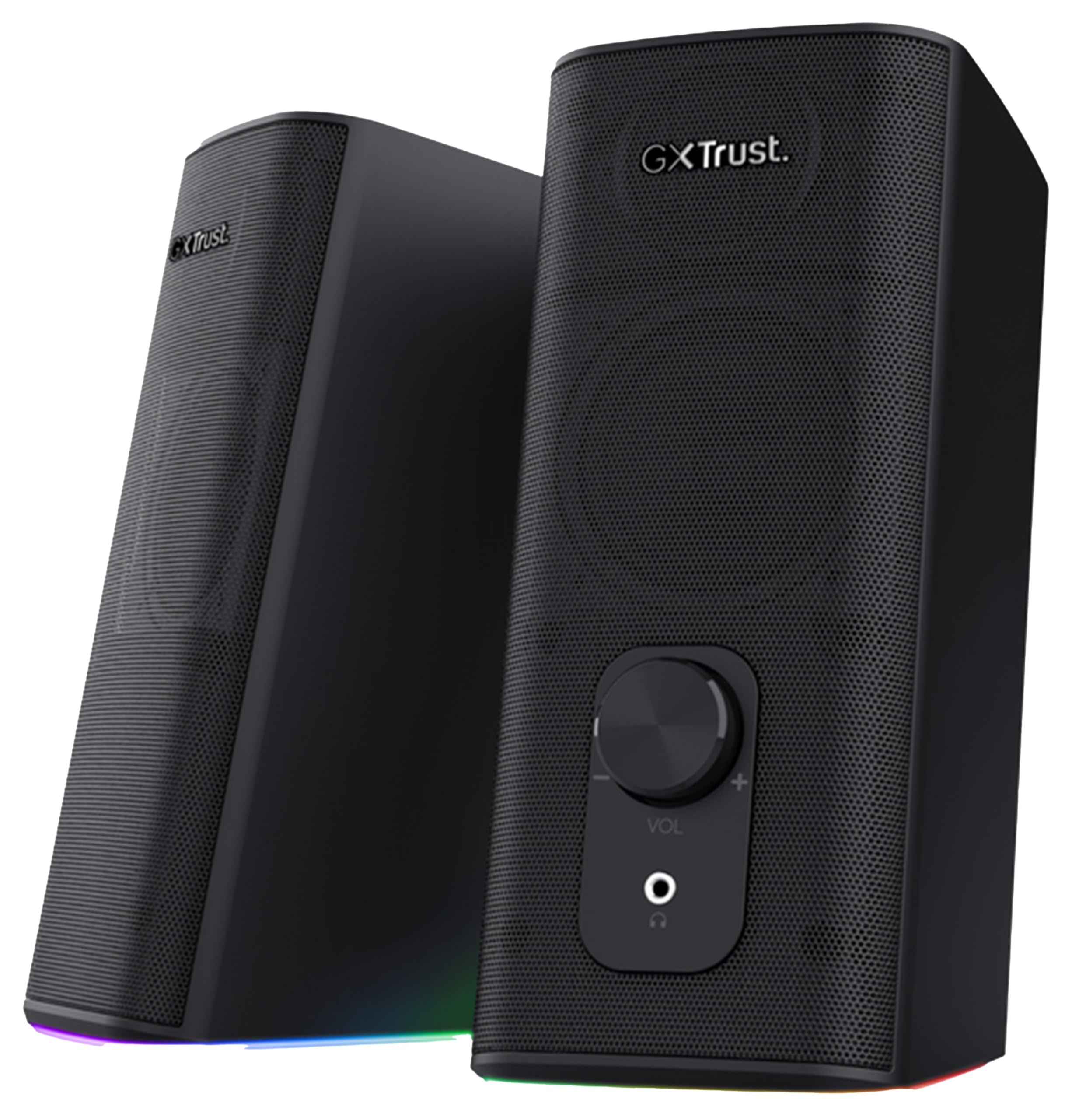 Trust Gaming GXT 612 Cetic głośnik Bluetooth 2.0, głośnik PC z oświetleniem RGB LED, 18 W (10 W RMS), 76% tworzywo sztuczne pochodzące z recyklingu, zasilanie USB, zestaw głośników, PC, laptopa, kolor