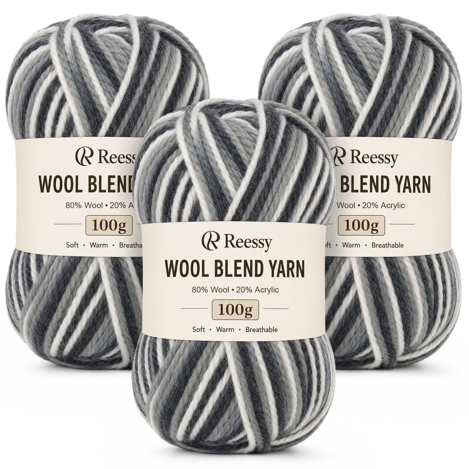 Reessy Knitting Wool, 3 Pack of 100g Gradient Chunky Wool Ombre Yarn(#21) โ image 1