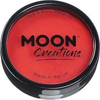 Moon Creations Pro Face & Body Paint Cake Pots Bright Red - Professional Water Based Face Paint Makeup for Adults, Kids - 1.26oz