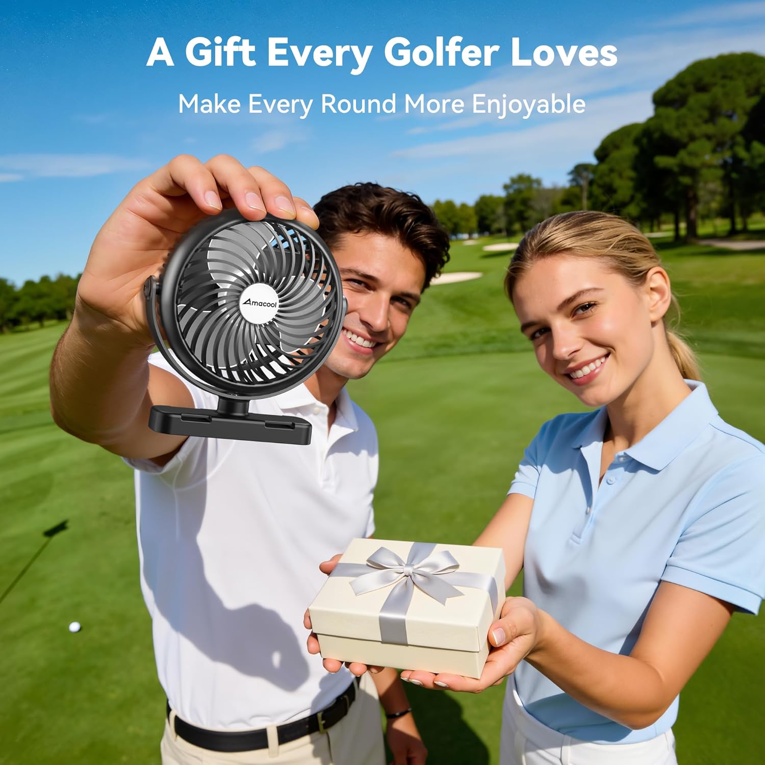 AMACOOL Magnetic Golf Cart Cruise Fan, Tool Gifts for Men Him Dad Husband Father, 5000mAh Rechargeable Birthday Golf Gifts for BBQ Grill Work Golf Cart Cruise Travel Essentials Accessories 2026